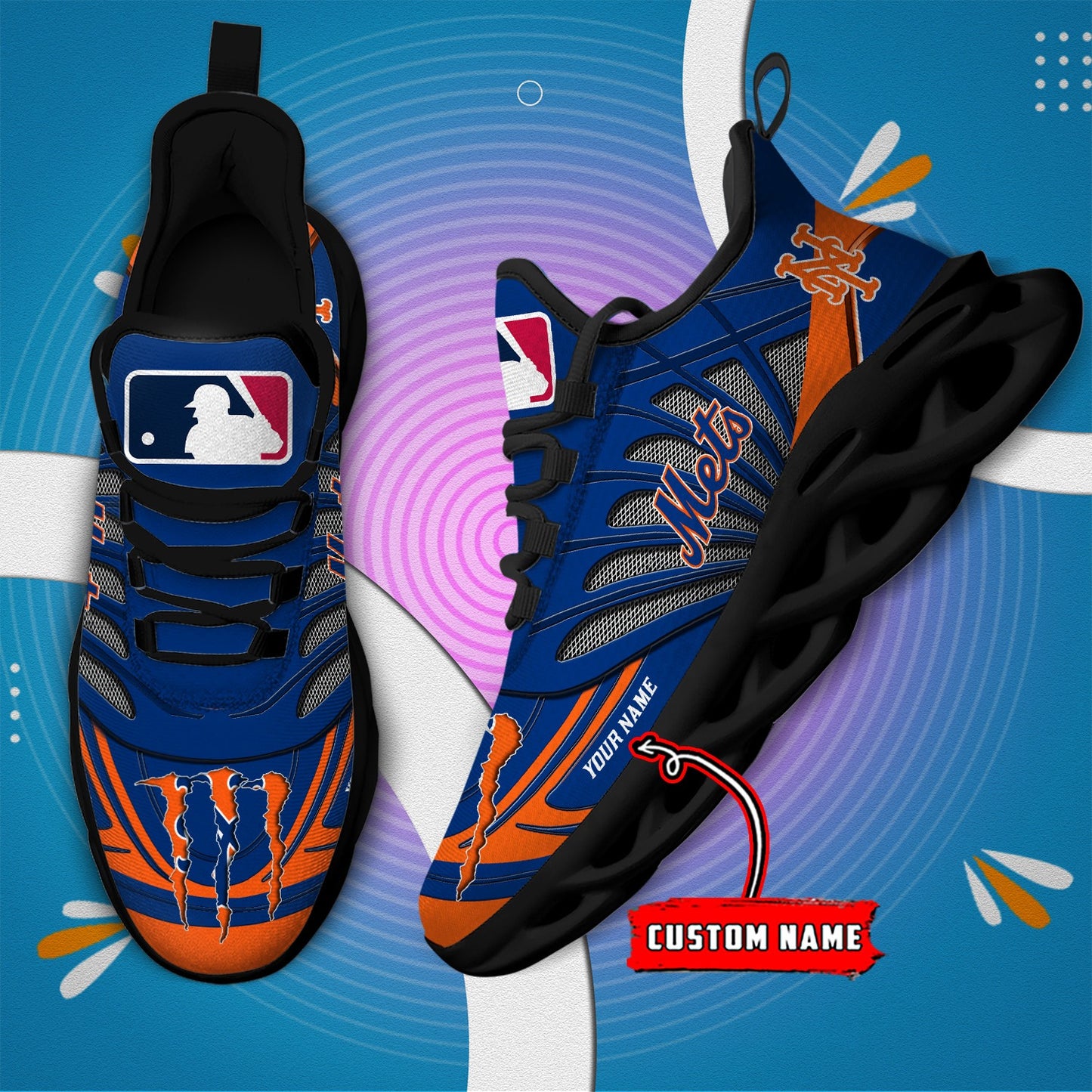 Ideafootwear New York Mets MLB Max Soul Shoes Sneakers For Men And Women