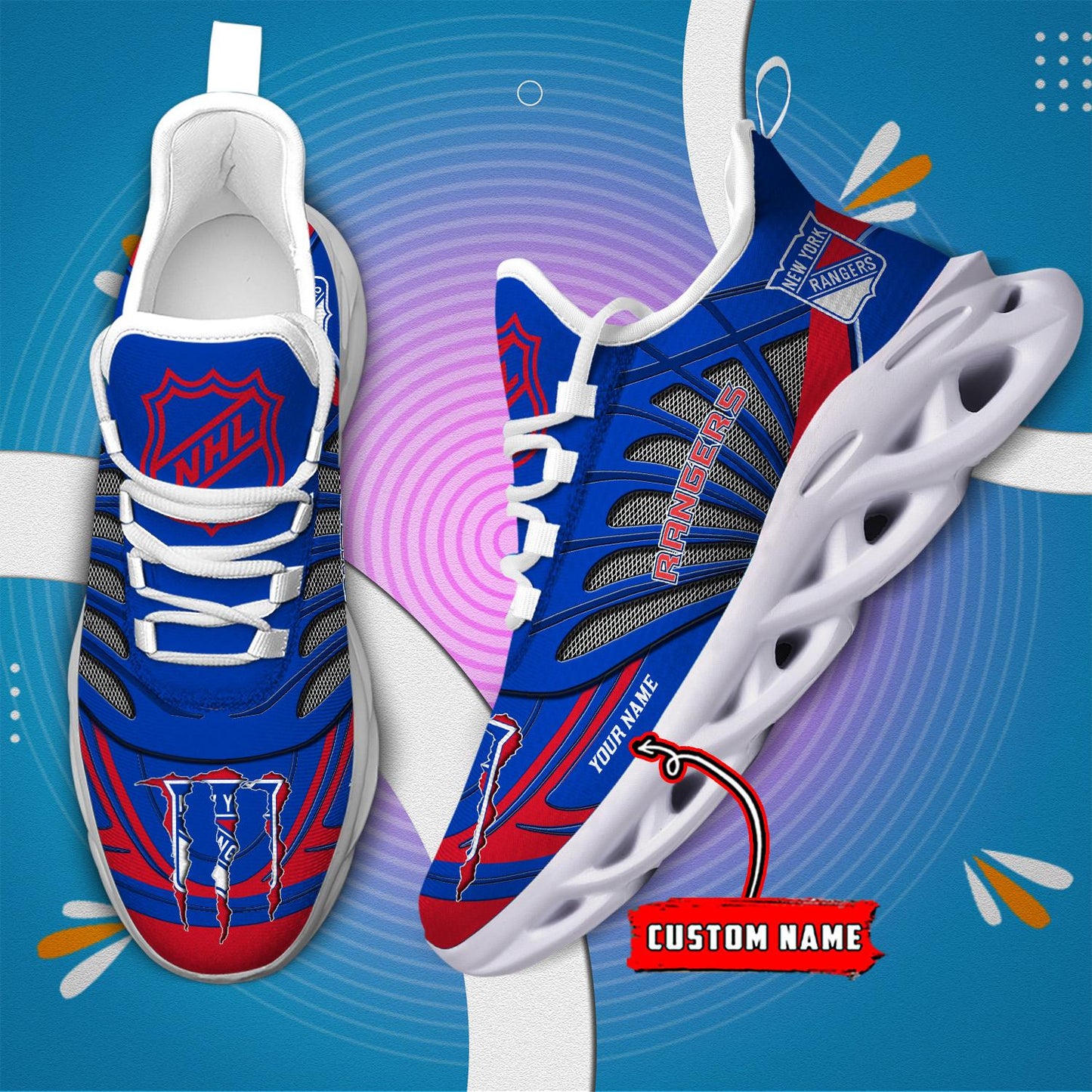 Ideafootwear New York Rangers Max Soul Shoes Sneakers For Men And Women