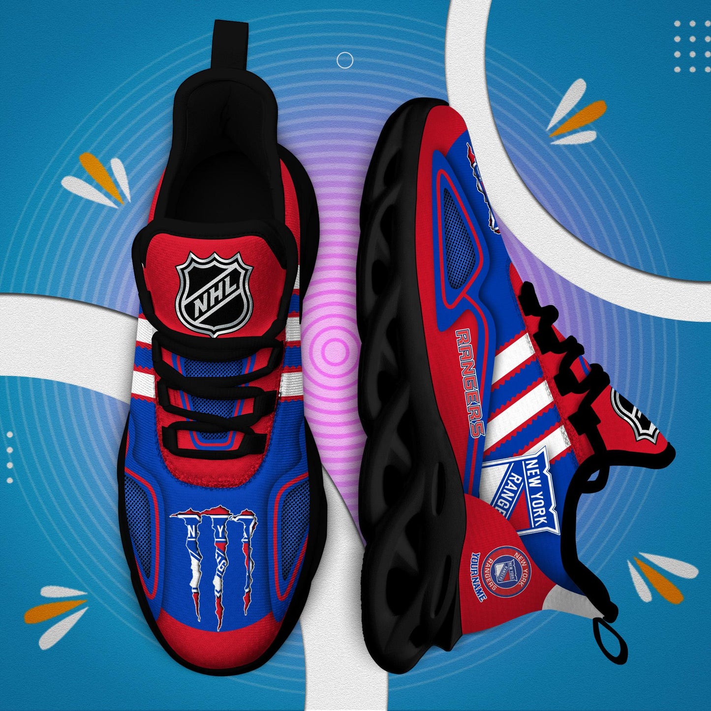 Ideafootwear New York Rangers Max Soul Shoes Sneakers For Men And Women