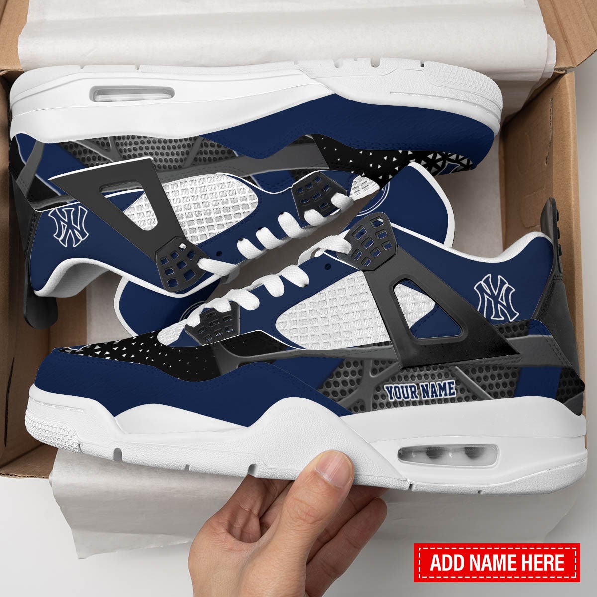 Ideafootwear New York Yankees AJ4 Sneakers Shoes For Men And Women
