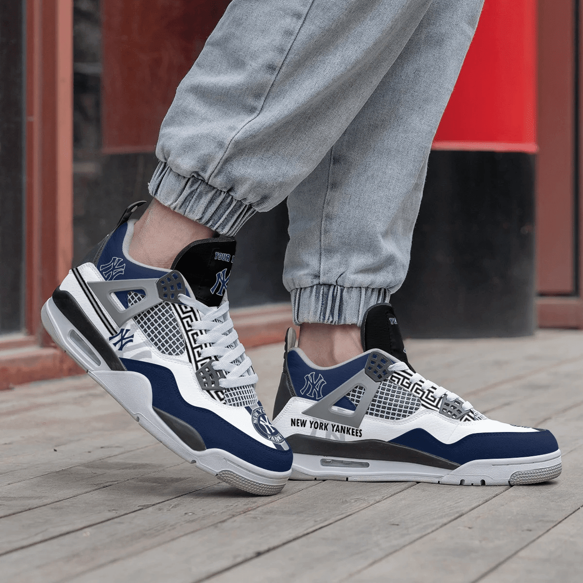 Ideafootwear New York Yankees AJ4 Sneakers Shoes For Men And Women