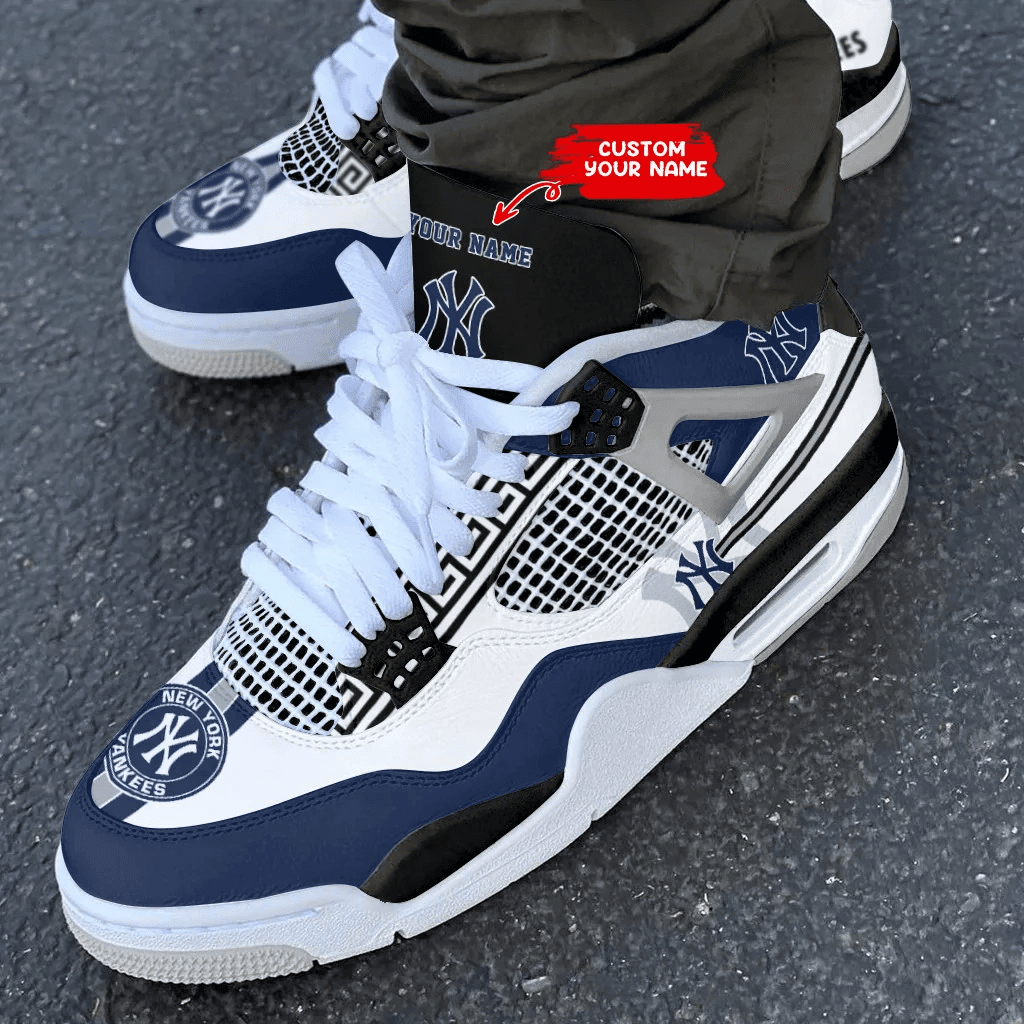 Ideafootwear New York Yankees AJ4 Sneakers Shoes For Men And Women