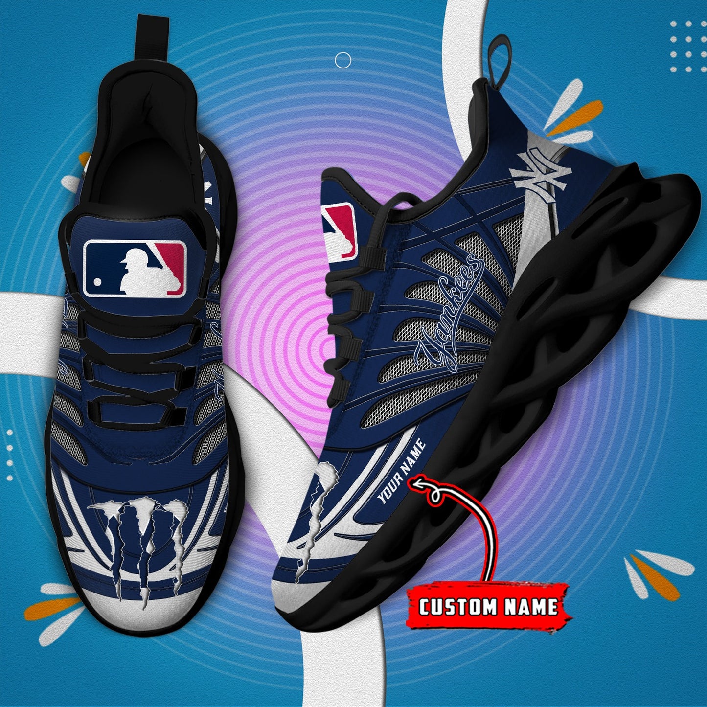 Ideafootwear New York Yankees MLB Max Soul Shoes Sneakers For Men And Women