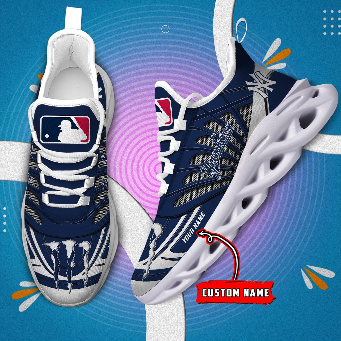 Ideafootwear New York Yankees MLB Max Soul Shoes Sneakers For Men And Women
