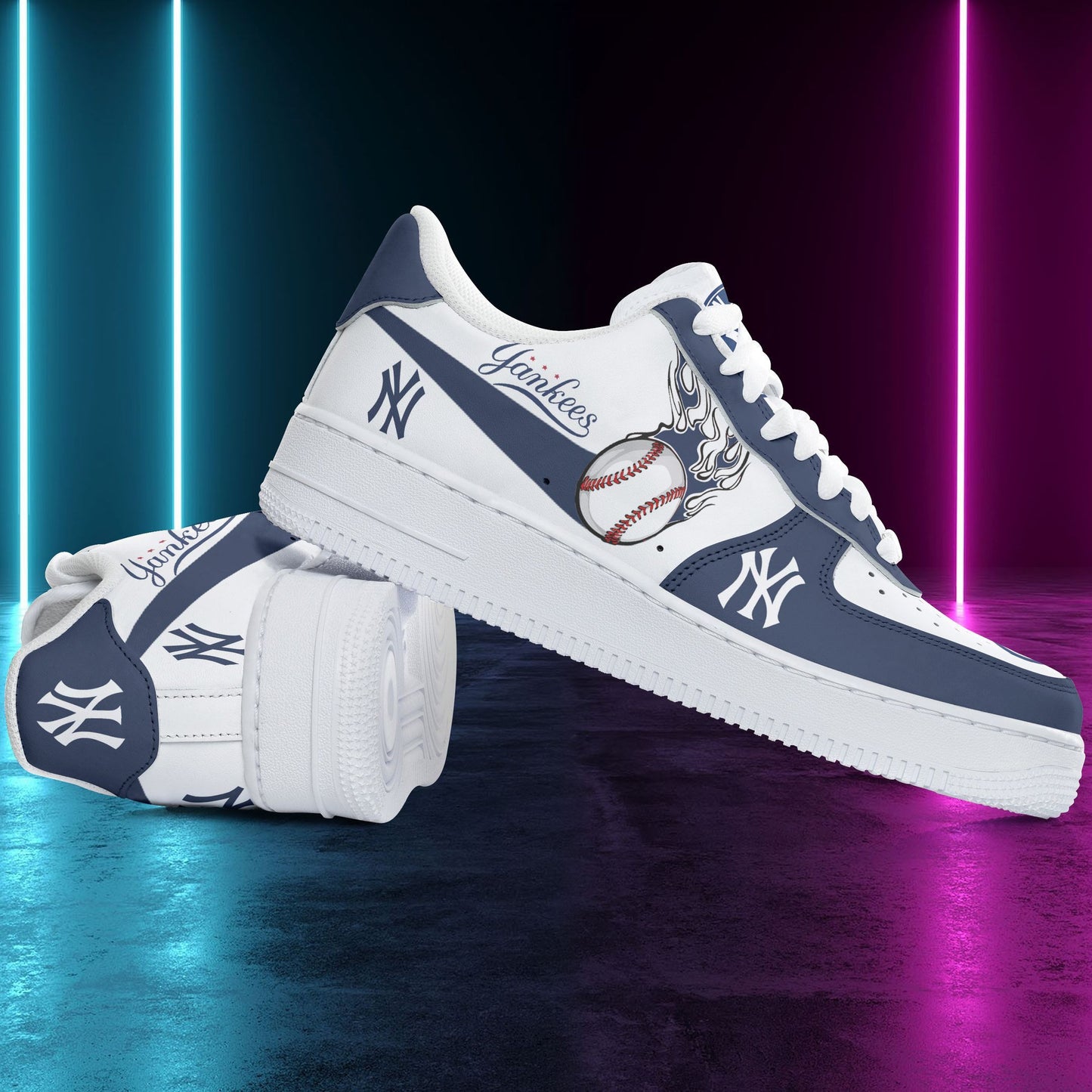 Ideafootwear New York Yankees NFL Air Low-Top Sneakers Shoes For Men And Women