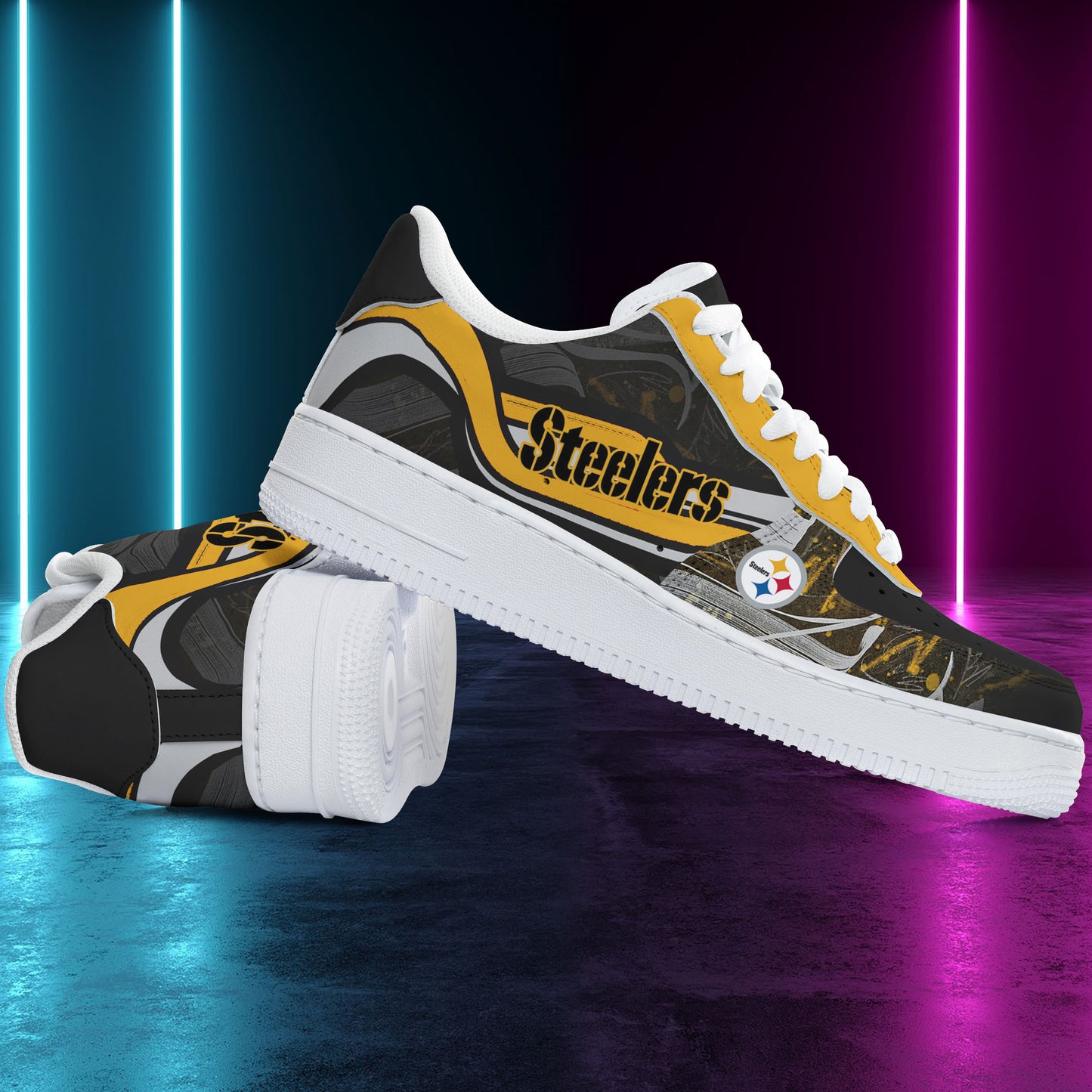 Ideafootwear Pittsburgh Steelers NFL Air Low-Top Sneakers Shoes For Men And Women
