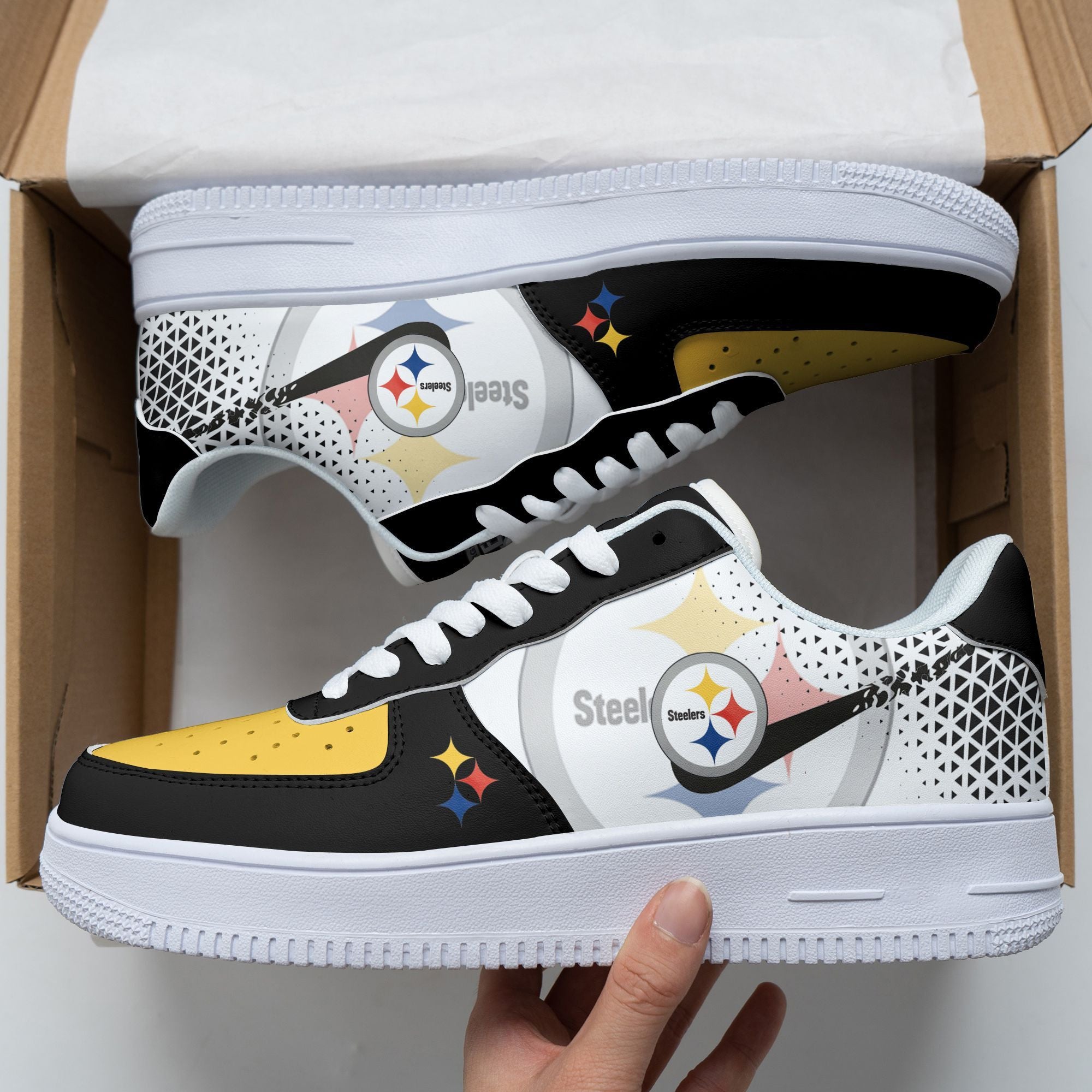 Ideafootwear Pittsburgh Steelers NFL Air Low-Top Sneakers Shoes For Men And Women