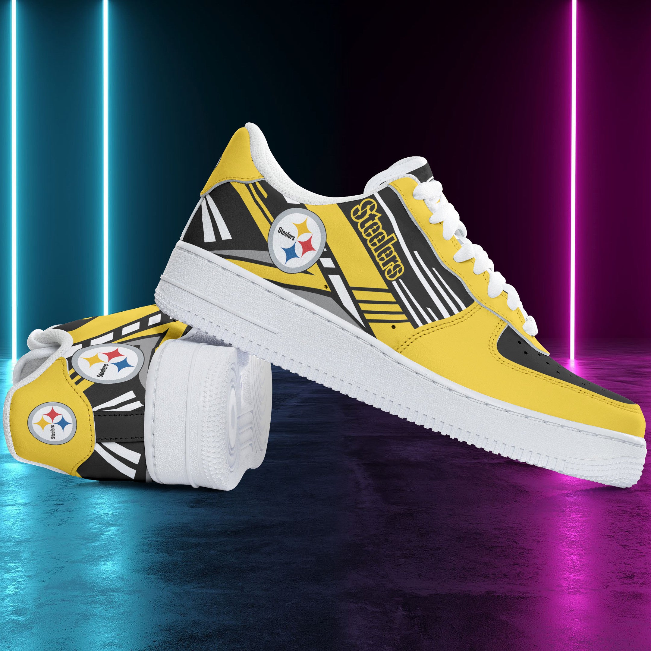 Ideafootwear Pittsburgh Steelers NFL Air Low-Top Sneakers Shoes For Men And Women