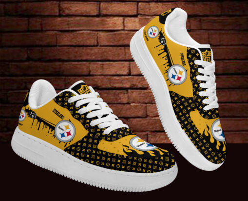 Ideafootwear Pittsburgh Steelers NFL Air Low-Top Sneakers Shoes For Men And Women