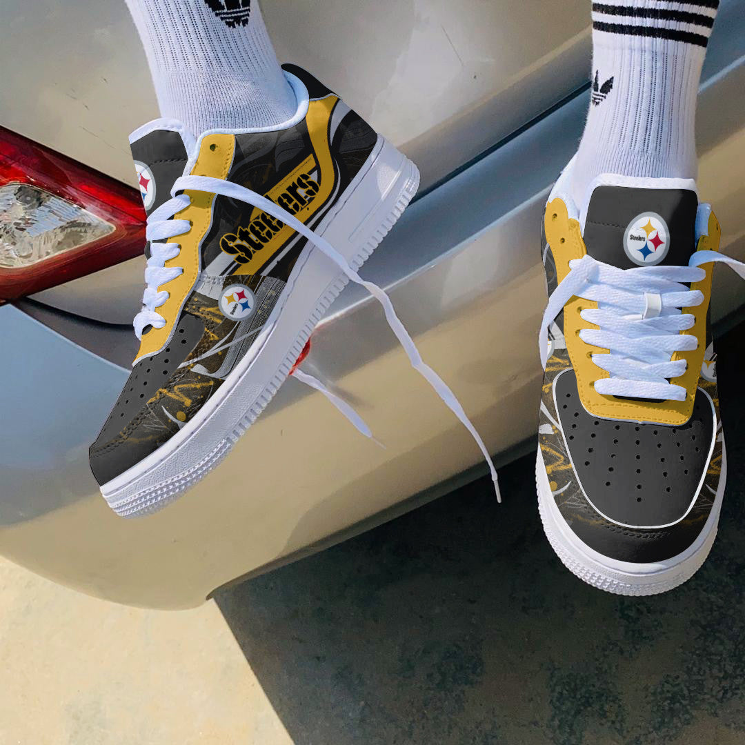 Ideafootwear Pittsburgh Steelers NFL Air Low-Top Sneakers Shoes For Men And Women