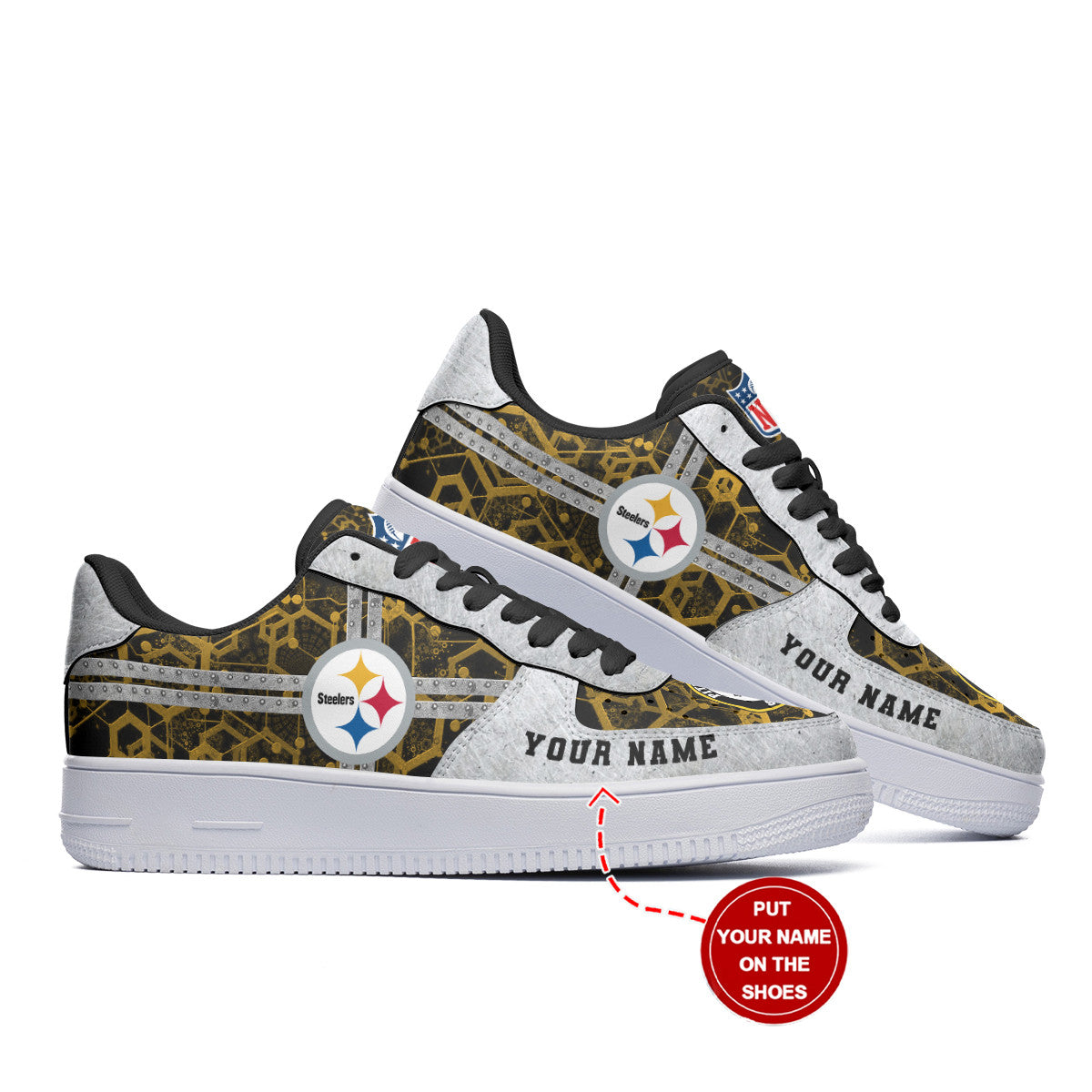 Ideafootwear Pittsburgh Steelers NFL Air Low-Top Sneakers Shoes For Men And Women