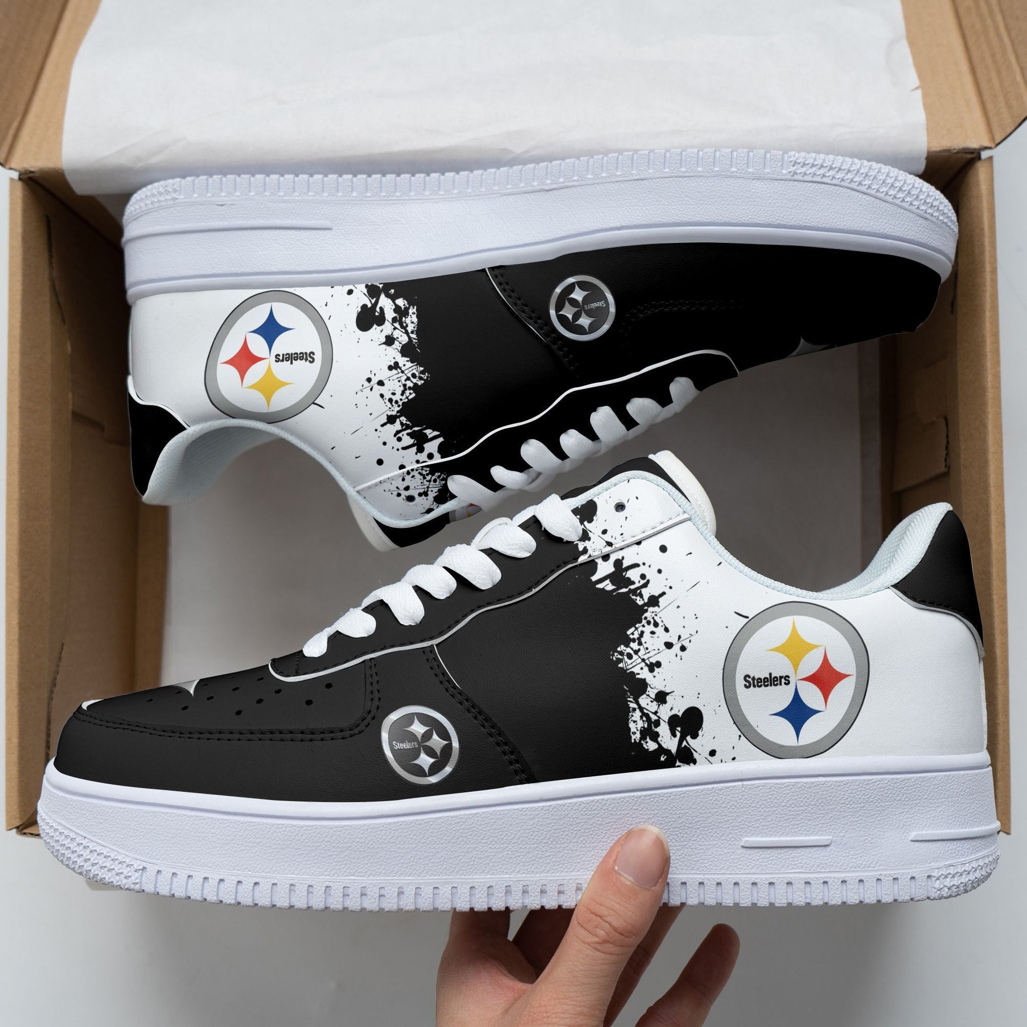Ideafootwear Pittsburgh Steelers NFL Air Low-Top Sneakers Shoes For Men And Women
