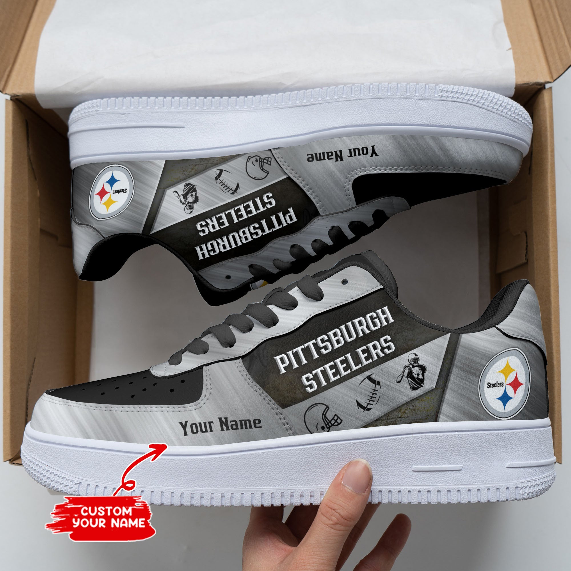 Ideafootwear Pittsburgh Steelers NFL Air Low-Top Sneakers Shoes For Men And Women