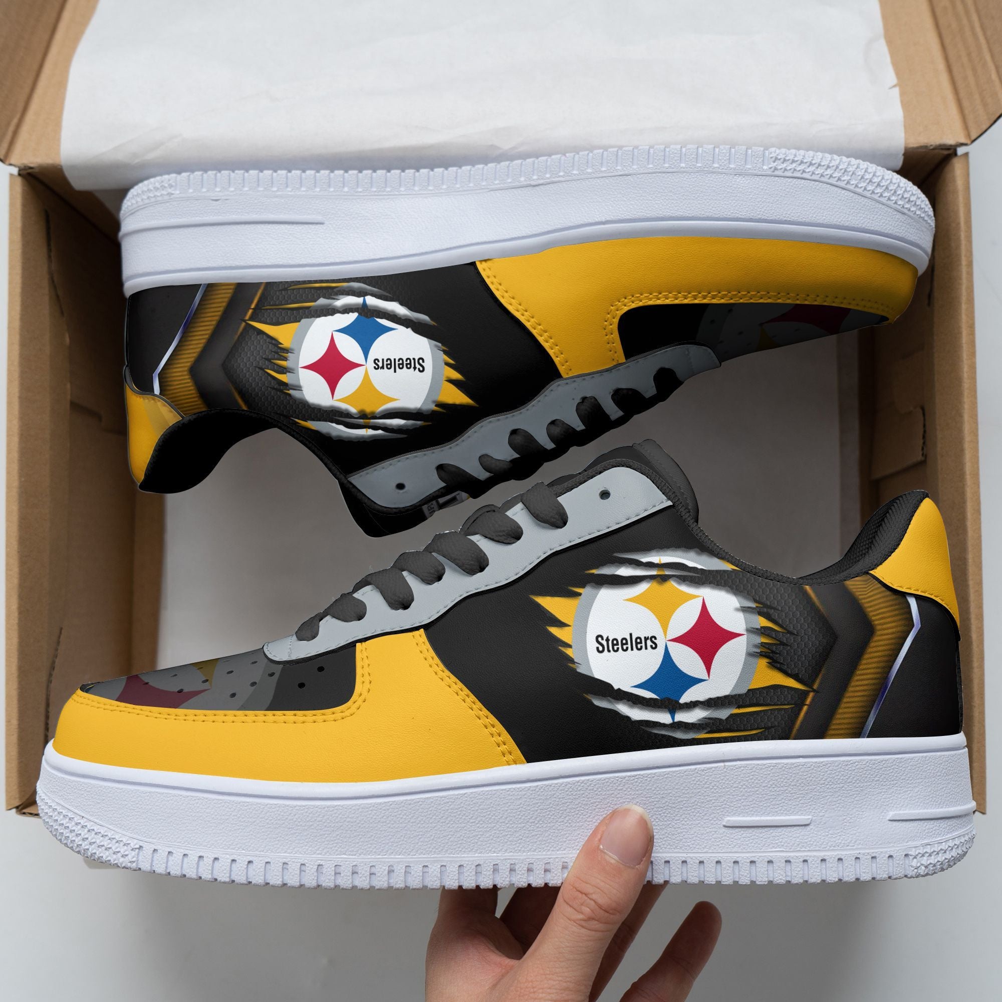 Ideafootwear Pittsburgh Steelers NFL Air Low-Top Sneakers Shoes For Men And Women