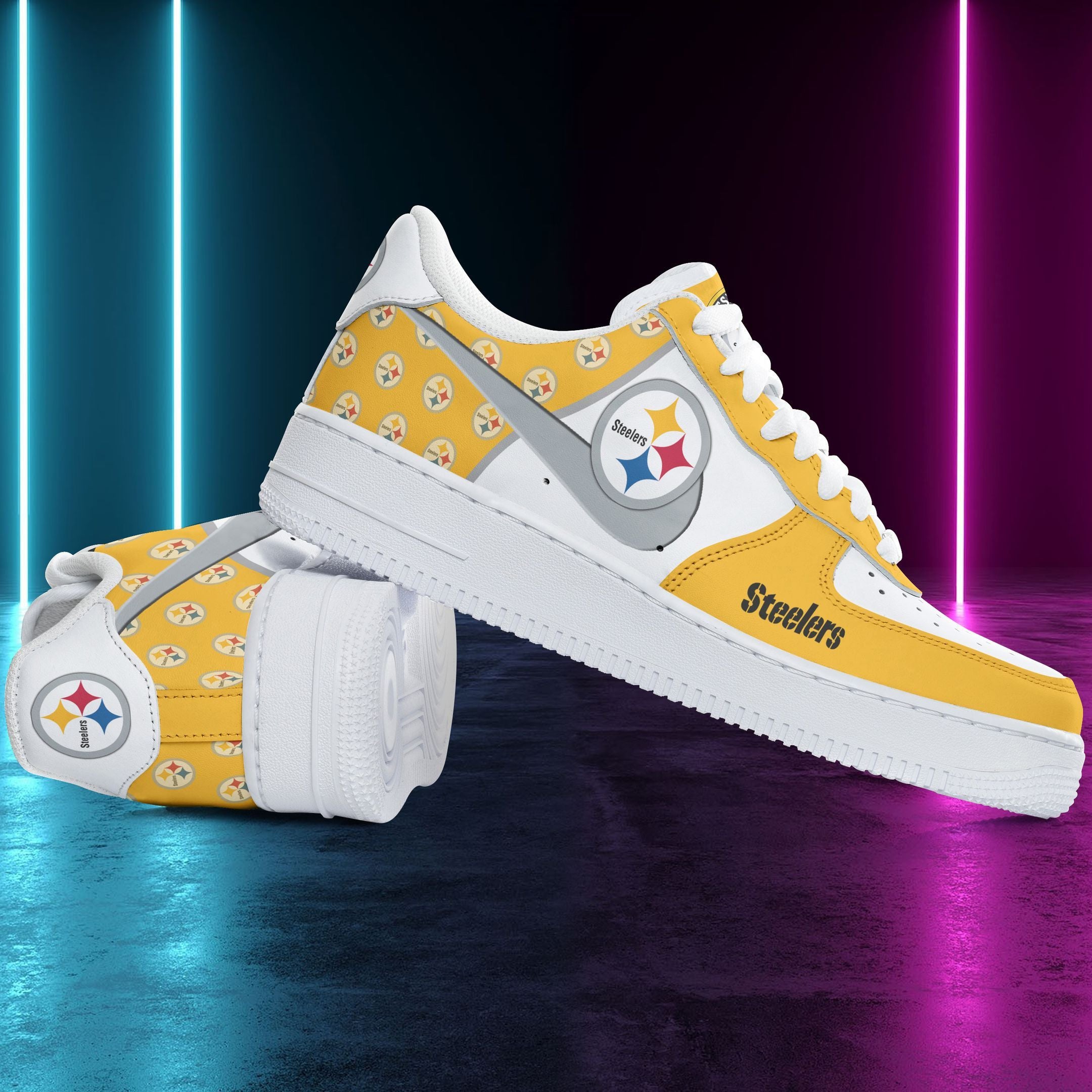 Ideafootwear Pittsburgh Steelers NFL Air Low-Top Sneakers Shoes For Men And Women