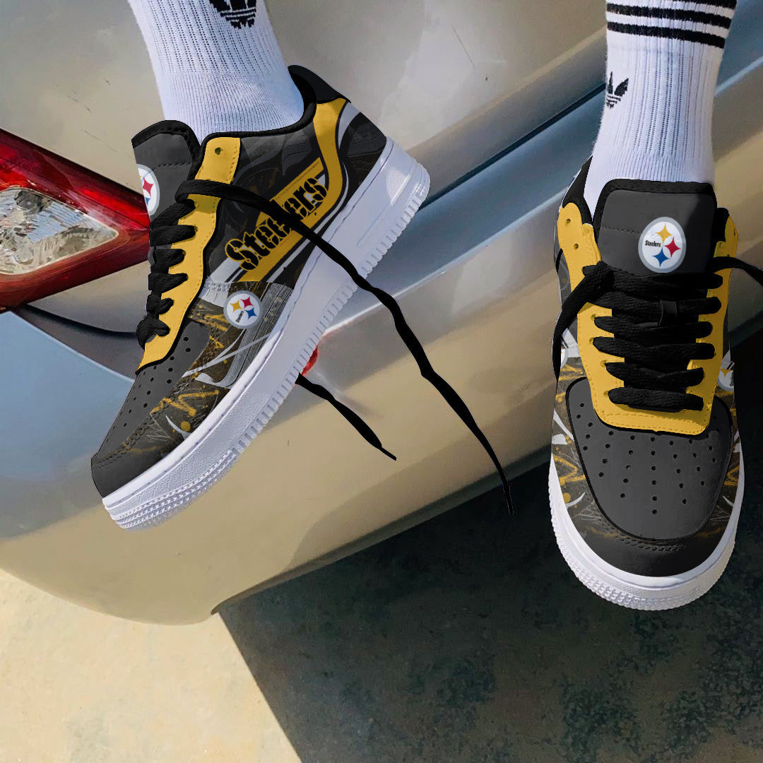 Ideafootwear Pittsburgh Steelers NFL Air Low-Top Sneakers Shoes For Men And Women