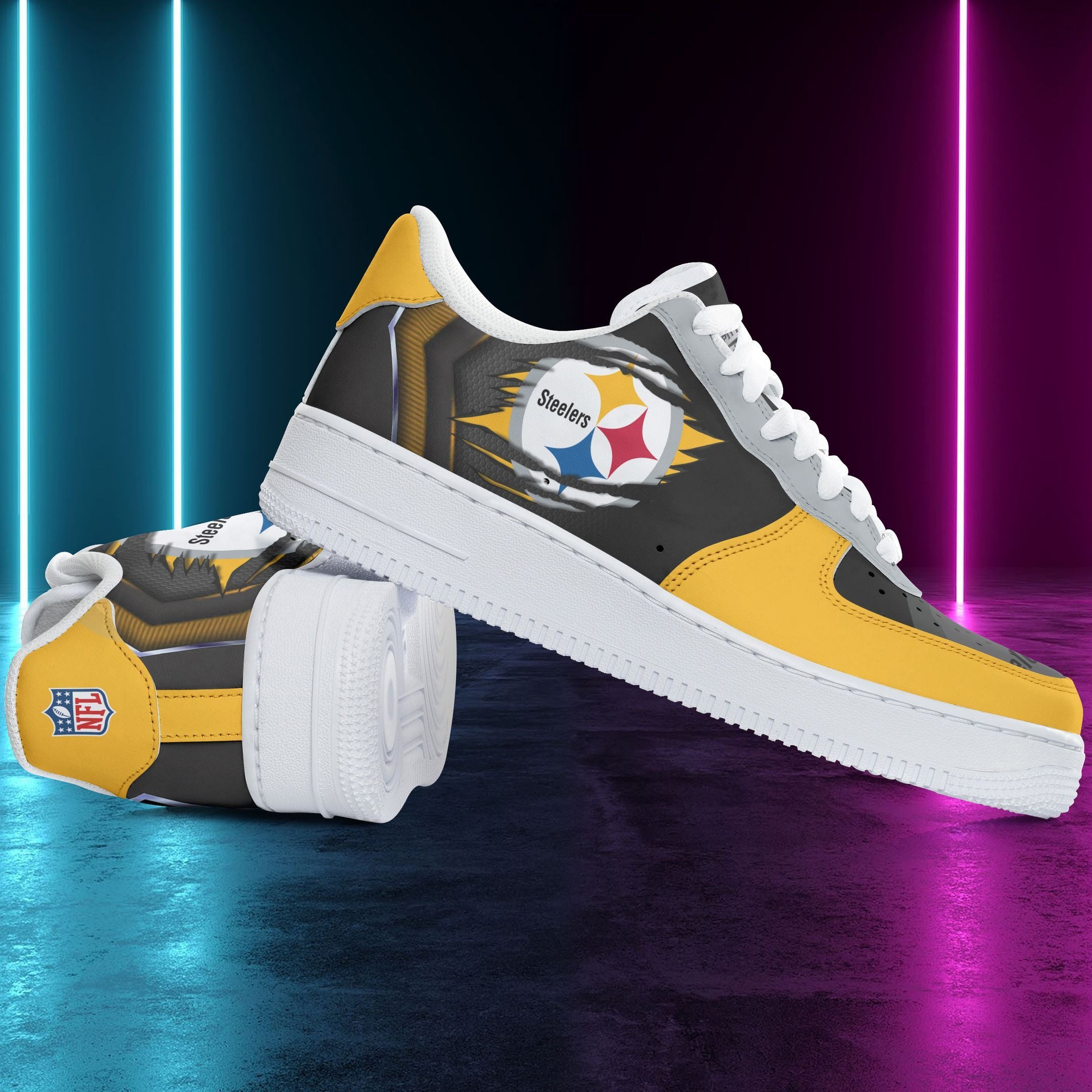 Ideafootwear Pittsburgh Steelers NFL Air Low-Top Sneakers Shoes For Men And Women