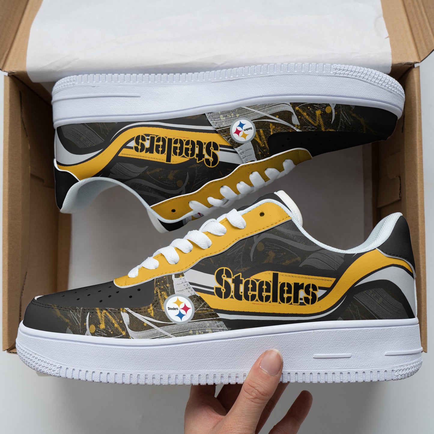 Ideafootwear Pittsburgh Steelers NFL Air Low-Top Sneakers Shoes For Men And Women