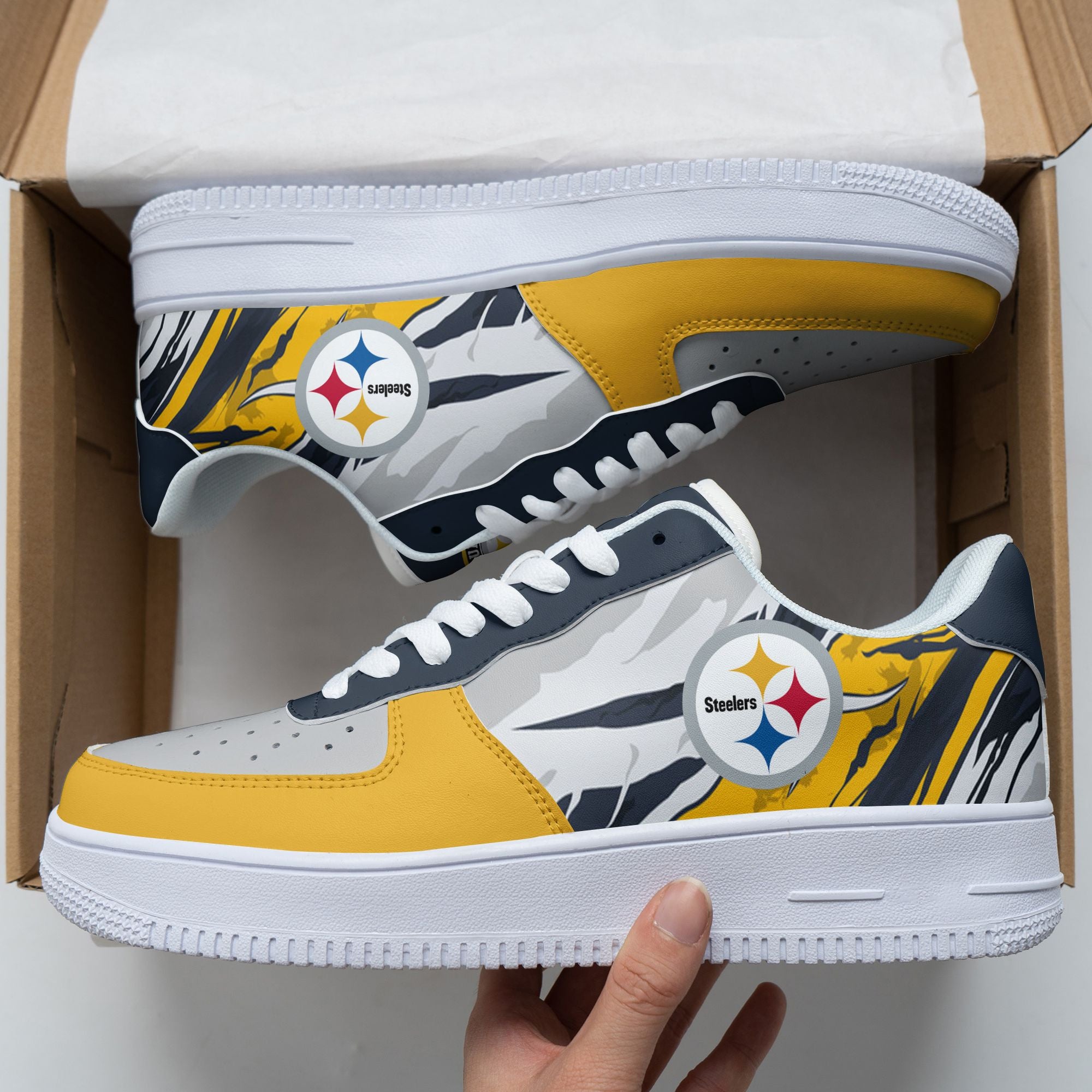 Ideafootwear Pittsburgh Steelers NFL Air Low-Top Sneakers Shoes For Men And Women
