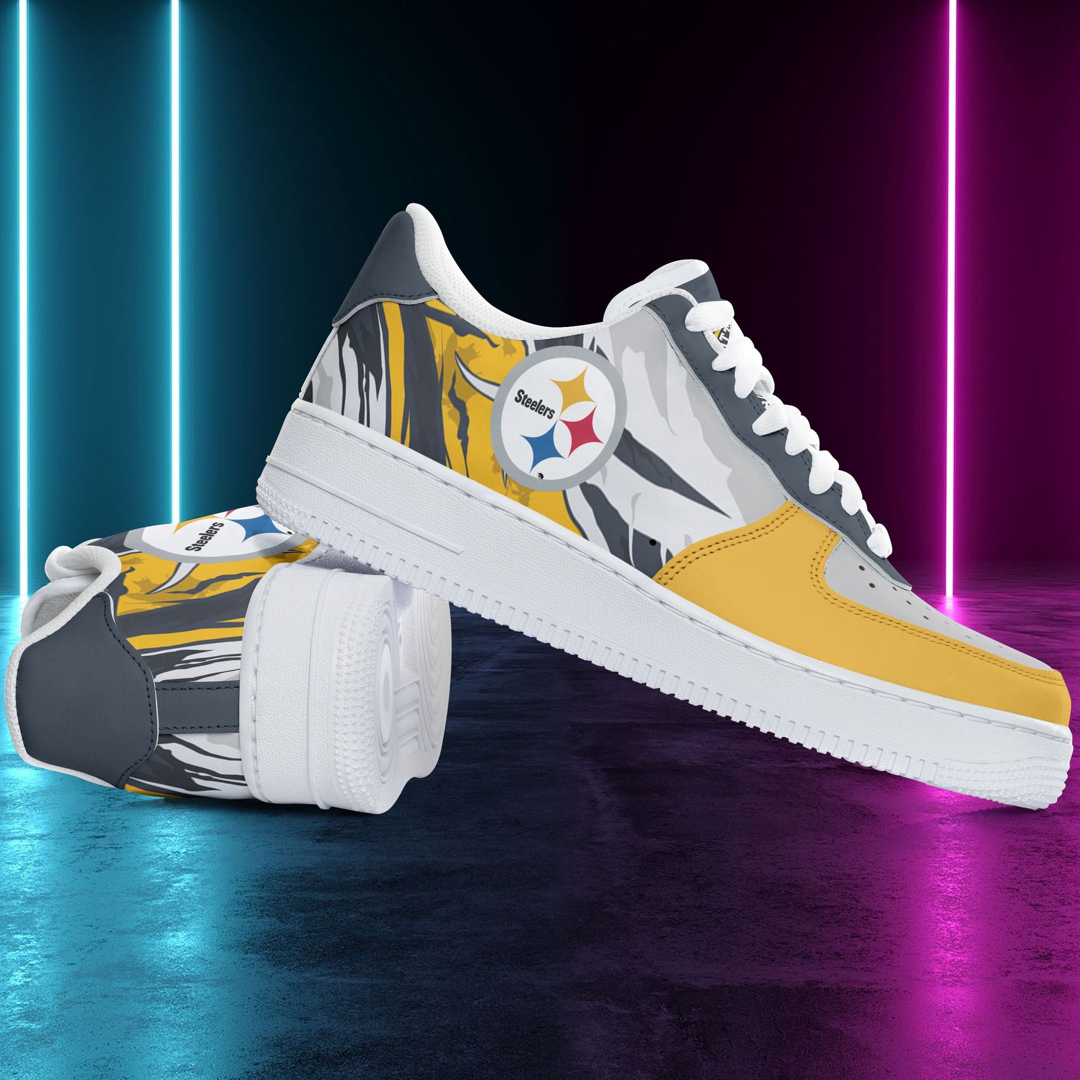 Ideafootwear Pittsburgh Steelers NFL Air Low-Top Sneakers Shoes For Men And Women