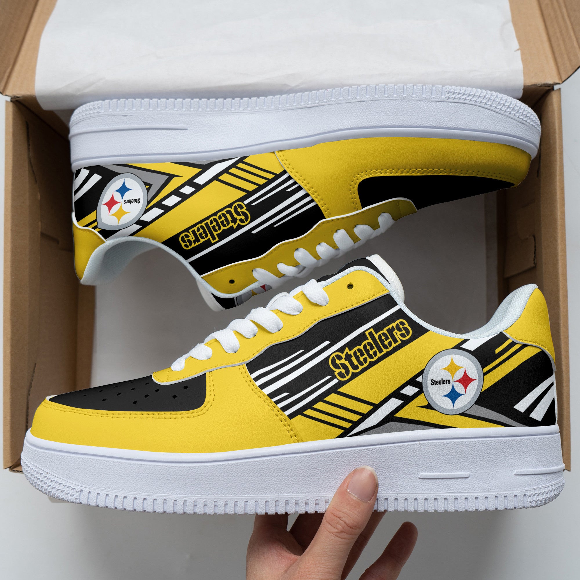 Ideafootwear Pittsburgh Steelers NFL Air Low-Top Sneakers Shoes For Men And Women
