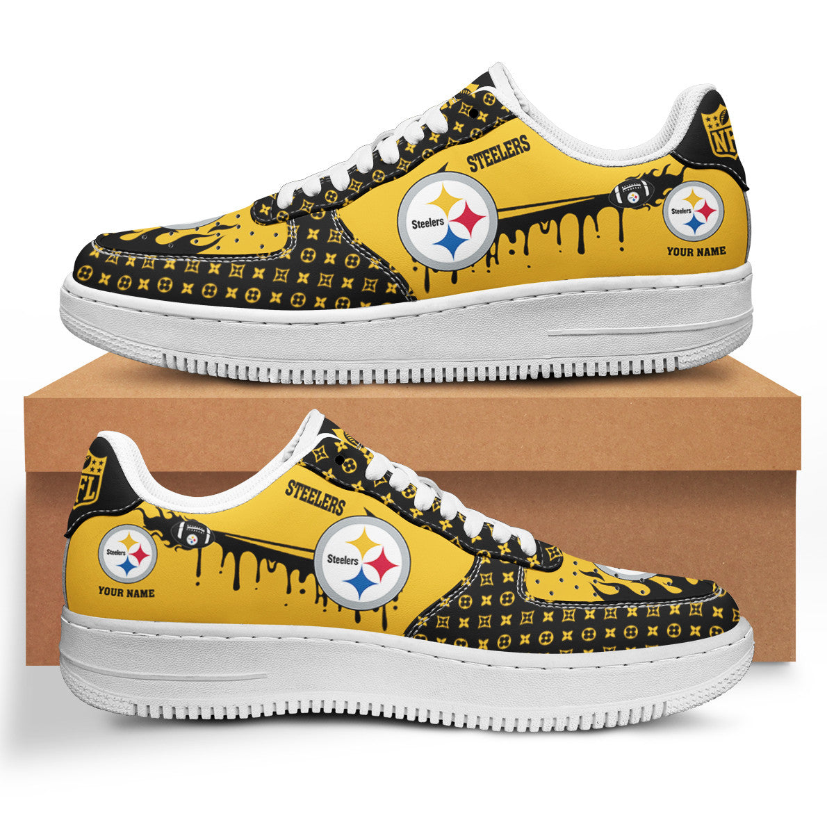Ideafootwear Pittsburgh Steelers NFL Air Low-Top Sneakers Shoes For Men And Women