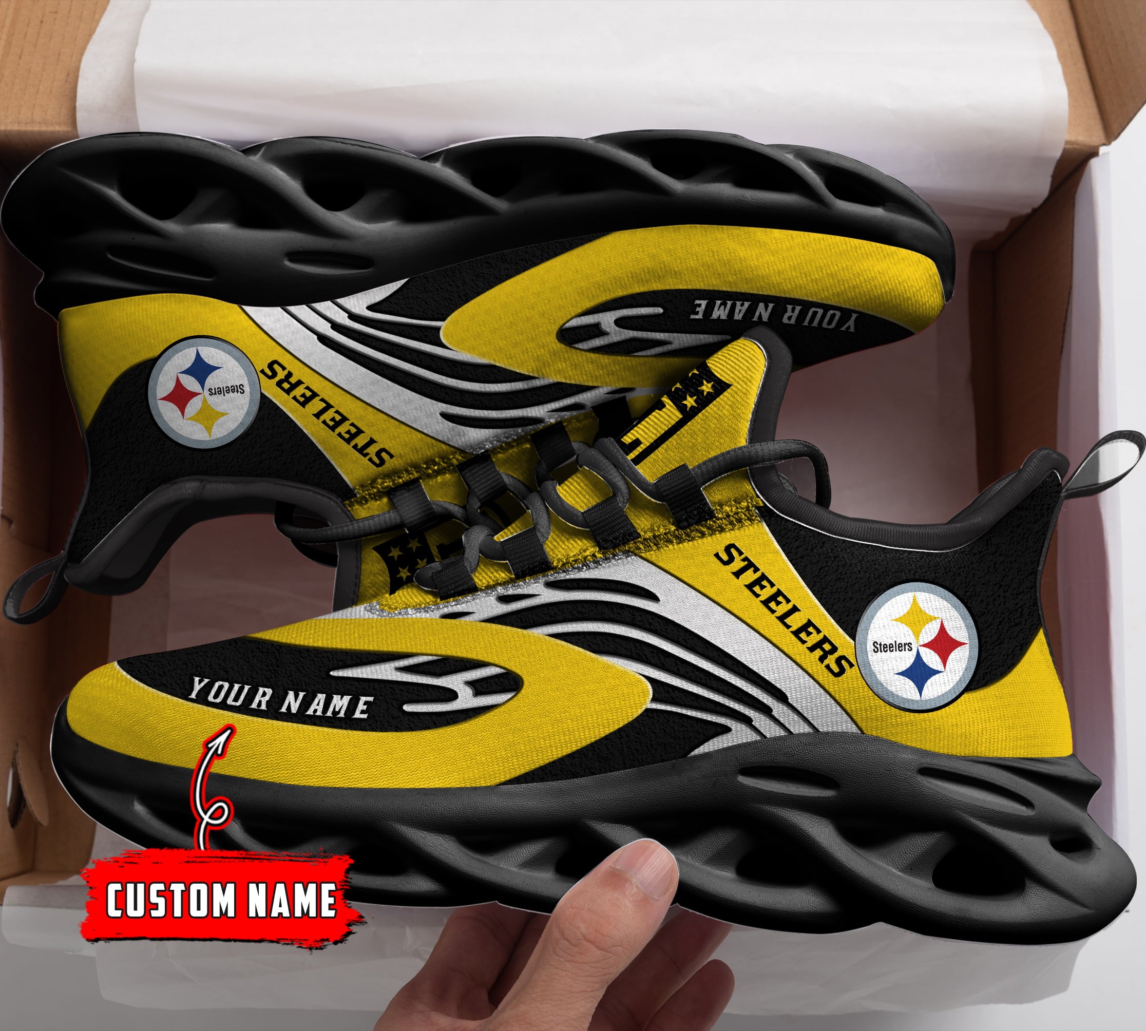 Ideafootwear Pittsburgh Steelers NFL Max Soul Shoes Sneakers For Men And Women
