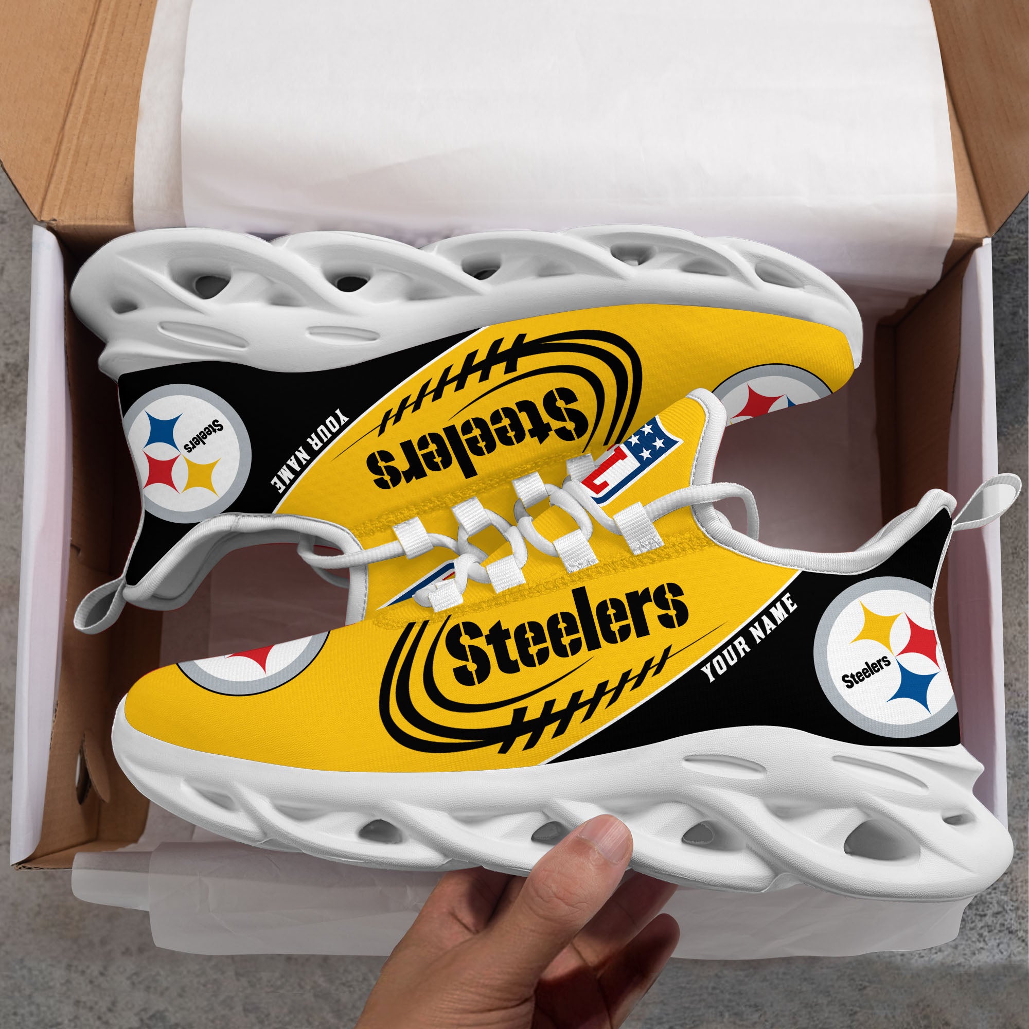 Ideafootwear Pittsburgh Steelers NFL Max Soul Shoes Sneakers For Men And Women