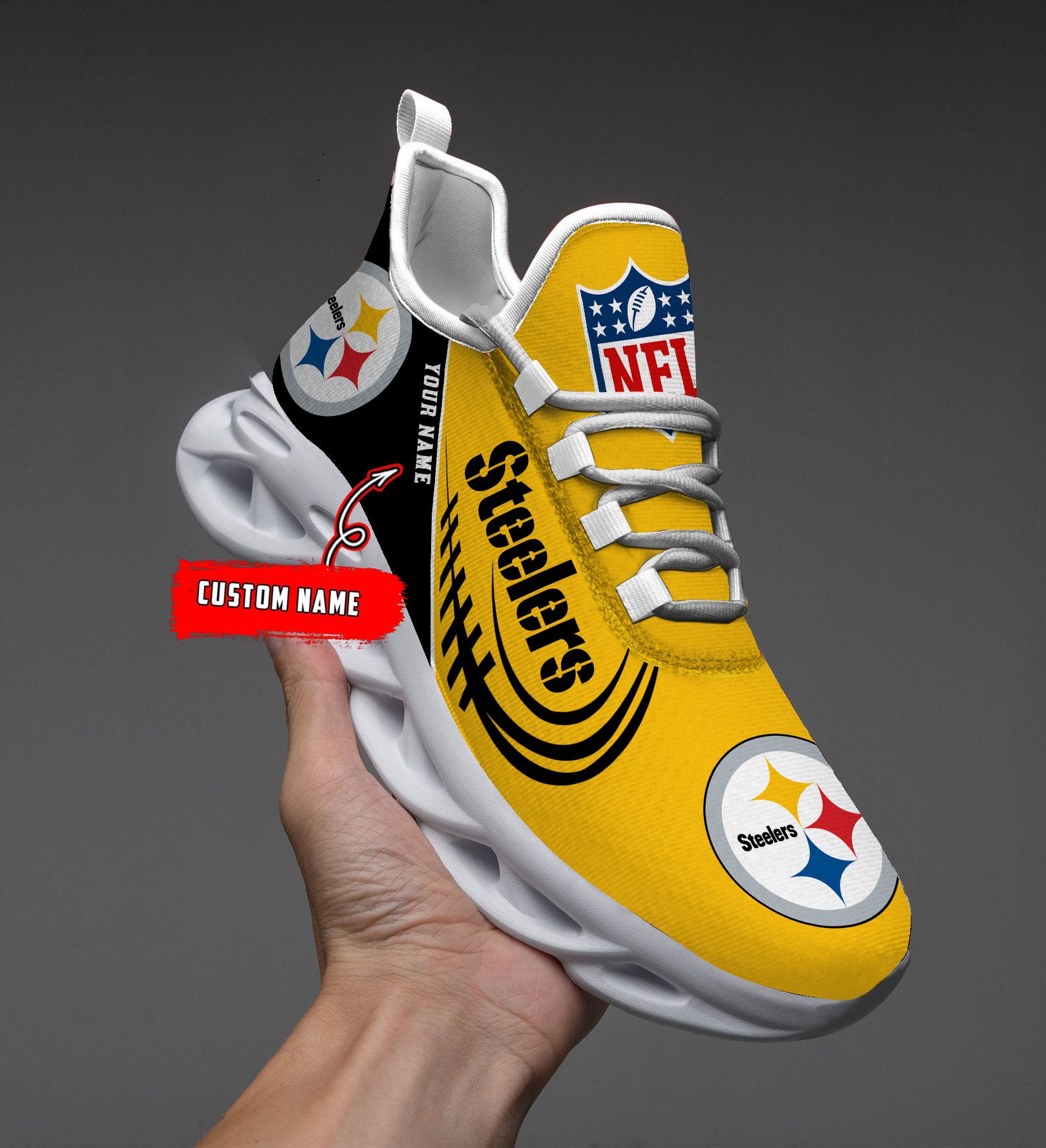 Ideafootwear Pittsburgh Steelers NFL Max Soul Shoes Sneakers For Men And Women