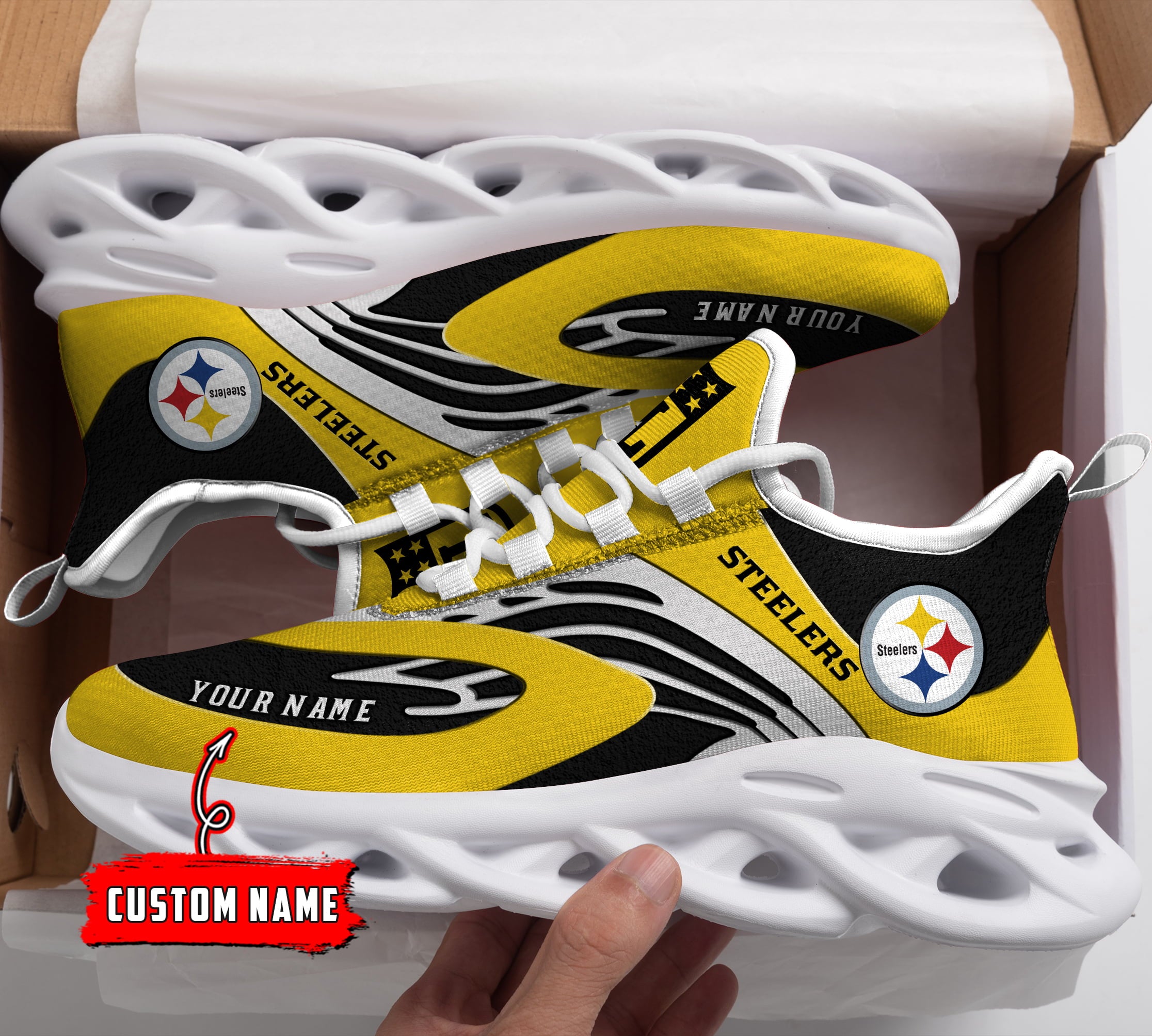 Ideafootwear Pittsburgh Steelers NFL Max Soul Shoes Sneakers For Men And Women