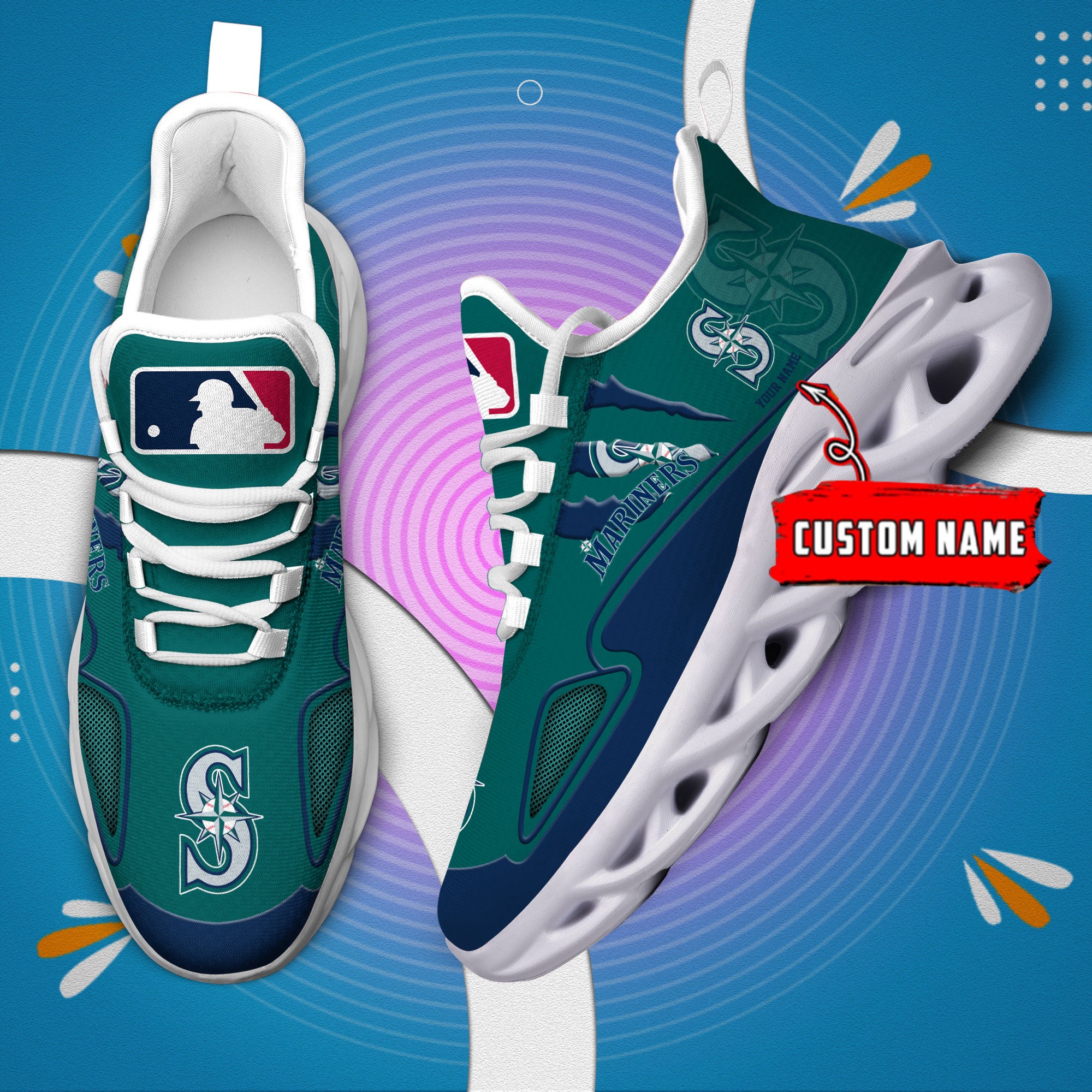 Ideafootwear Seattle Mariners Max Soul Shoes Sneakers For Men And Women