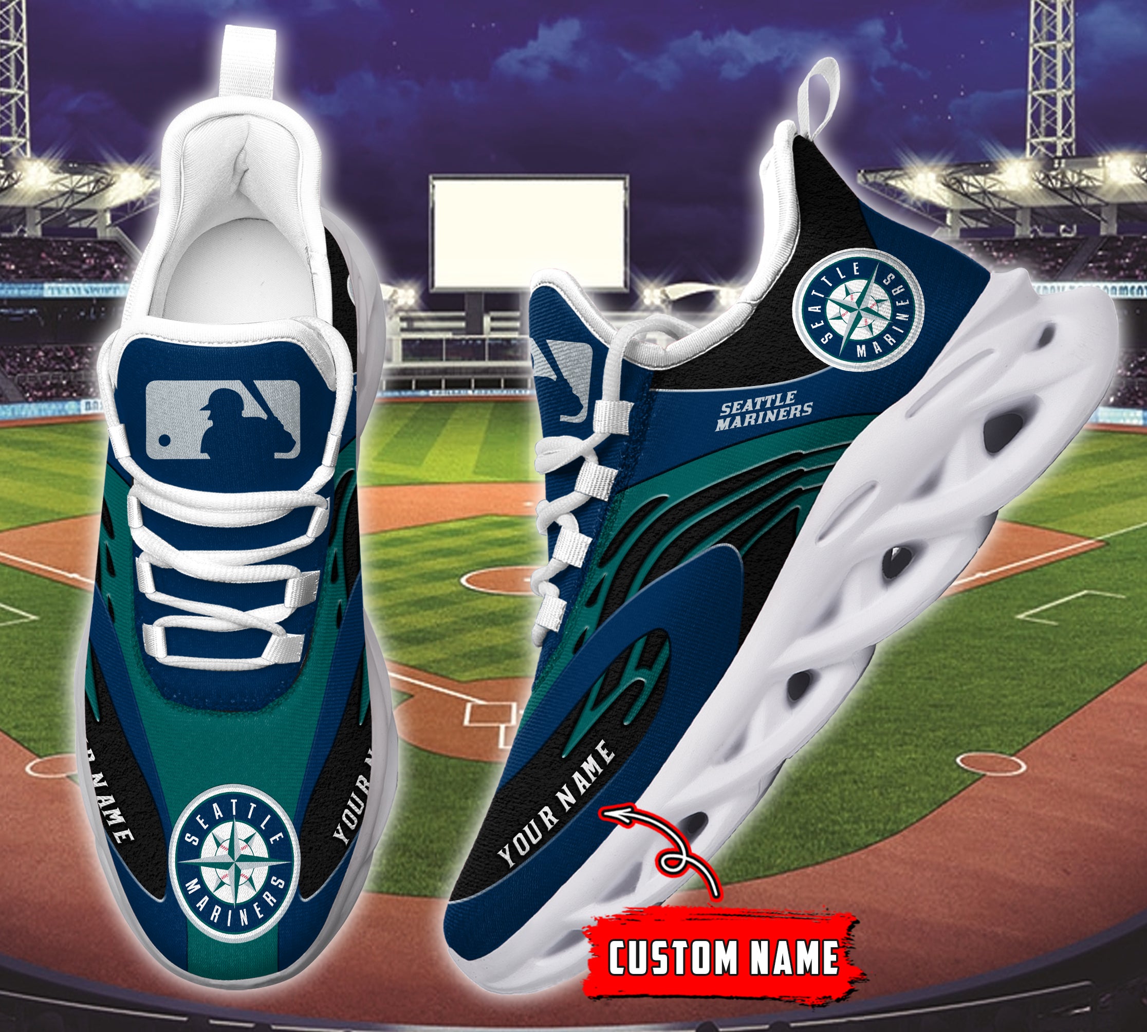 Ideafootwear Seattle Mariners MLB Max Soul Shoes Sneakers For Men And Women