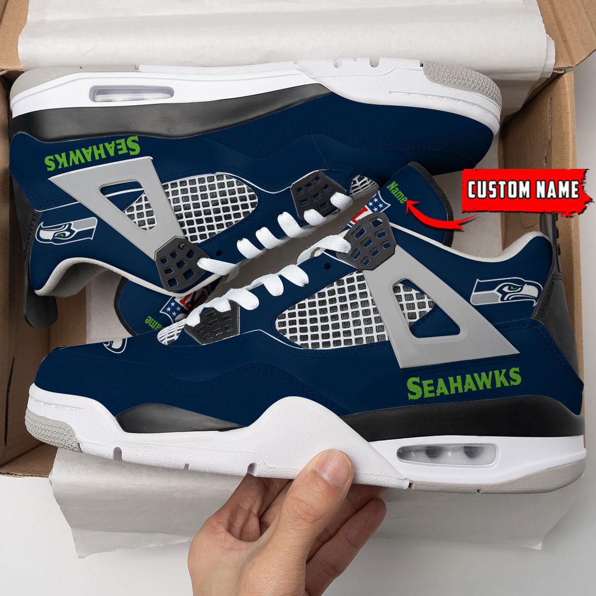 Ideafootwear Seattle Seahawks AJ4 Sneakers Shoes For Men And Women