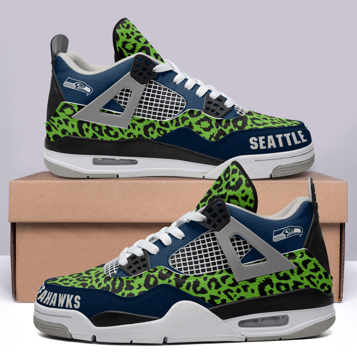Ideafootwear Seattle Seahawks AJ4 Sneakers Shoes For Men And Women
