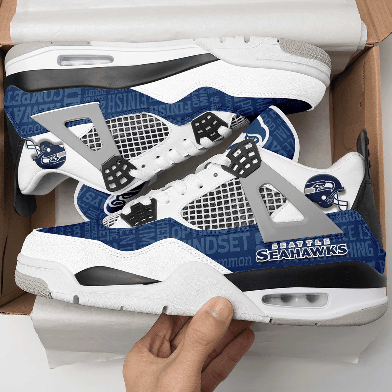 Ideafootwear Seattle Seahawks AJ4 Sneakers Shoes For Men And Women