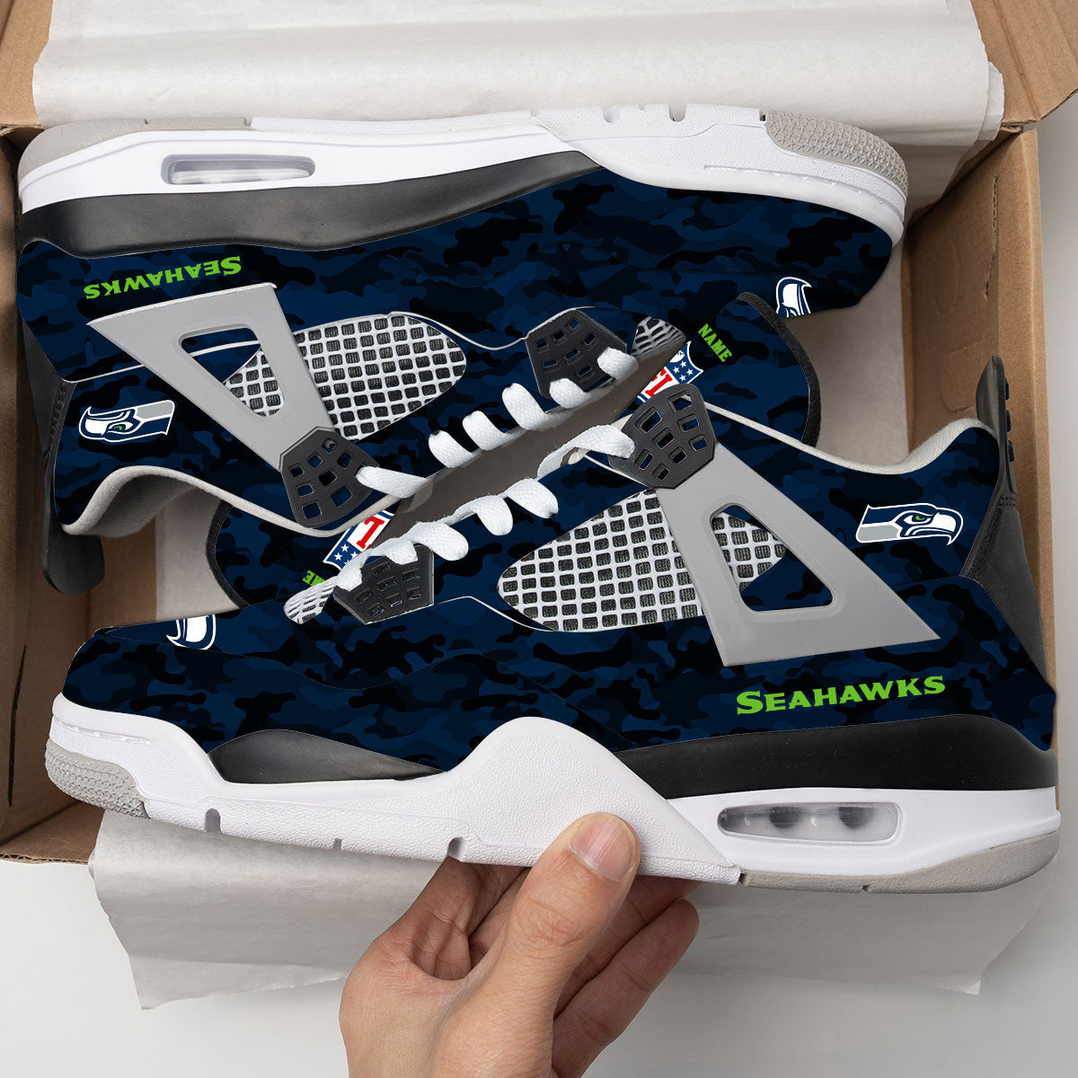 Ideafootwear Seattle Seahawks AJ4 Sneakers Shoes For Men And Women