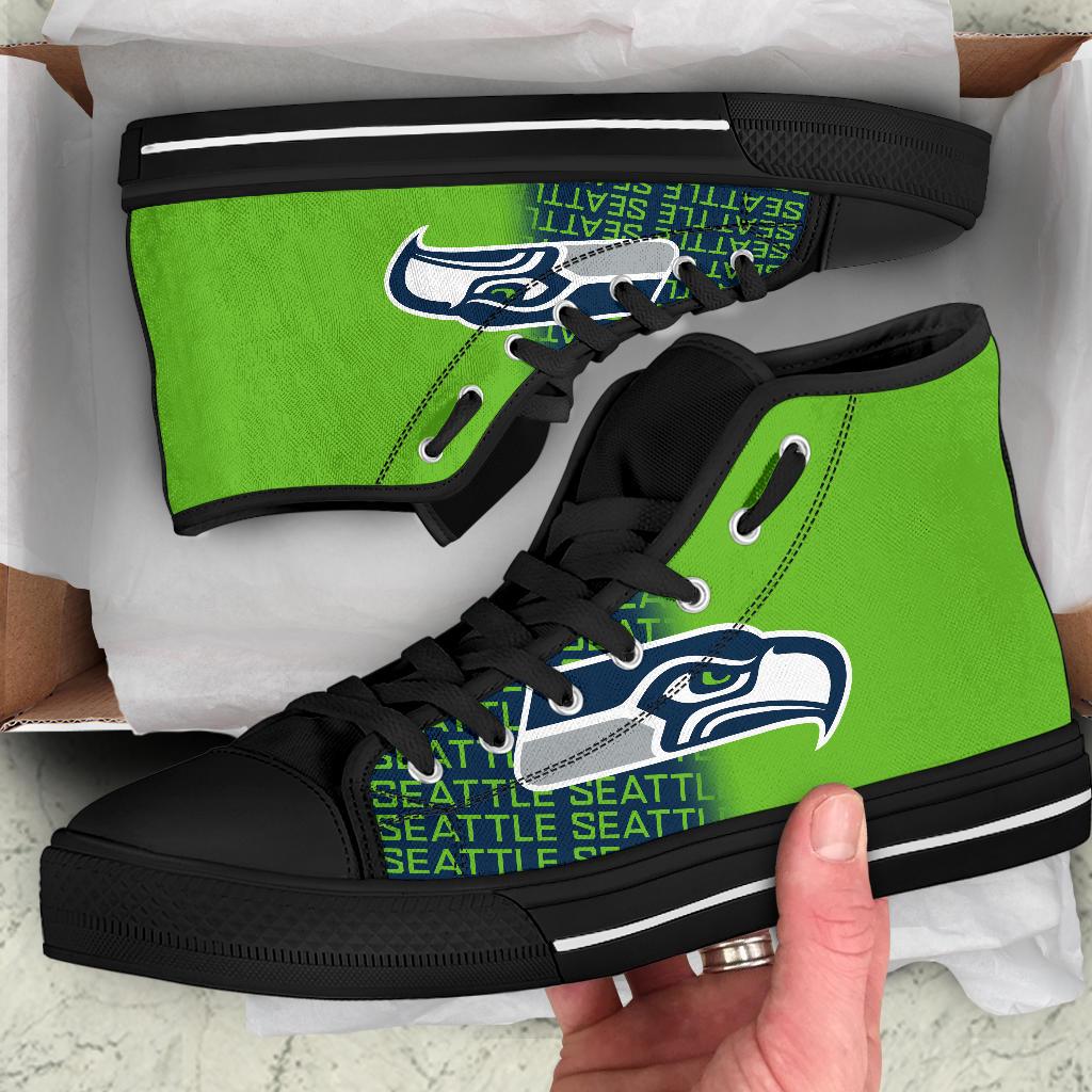 Ideafootwear Seattle Seahawks High Top Canvas Sneakers Shoes For Men And Women