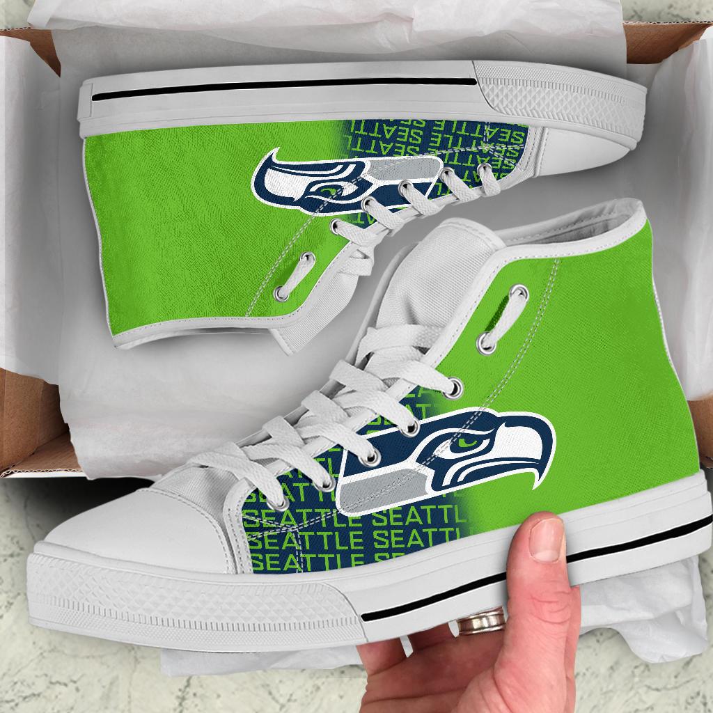 Ideafootwear Seattle Seahawks High Top Canvas Sneakers Shoes For Men And Women