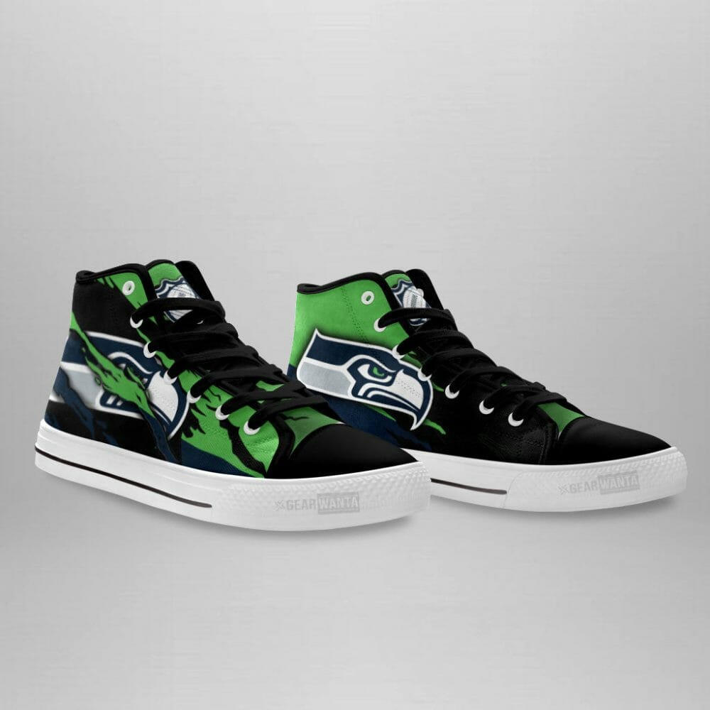 Ideafootwear Seattle Seahawks High Top Canvas Sneakers Shoes For Men And Women