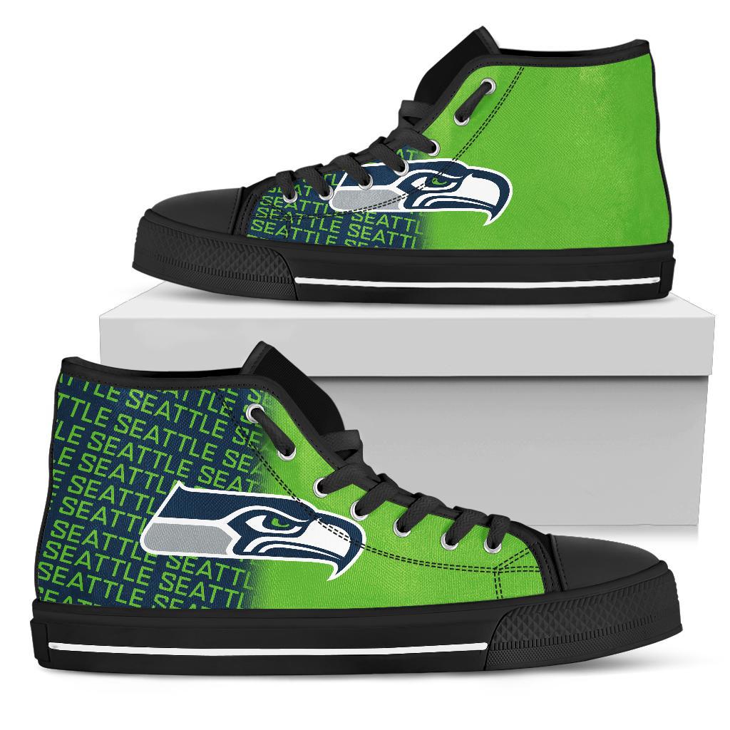 Ideafootwear Seattle Seahawks High Top Canvas Sneakers Shoes For Men And Women