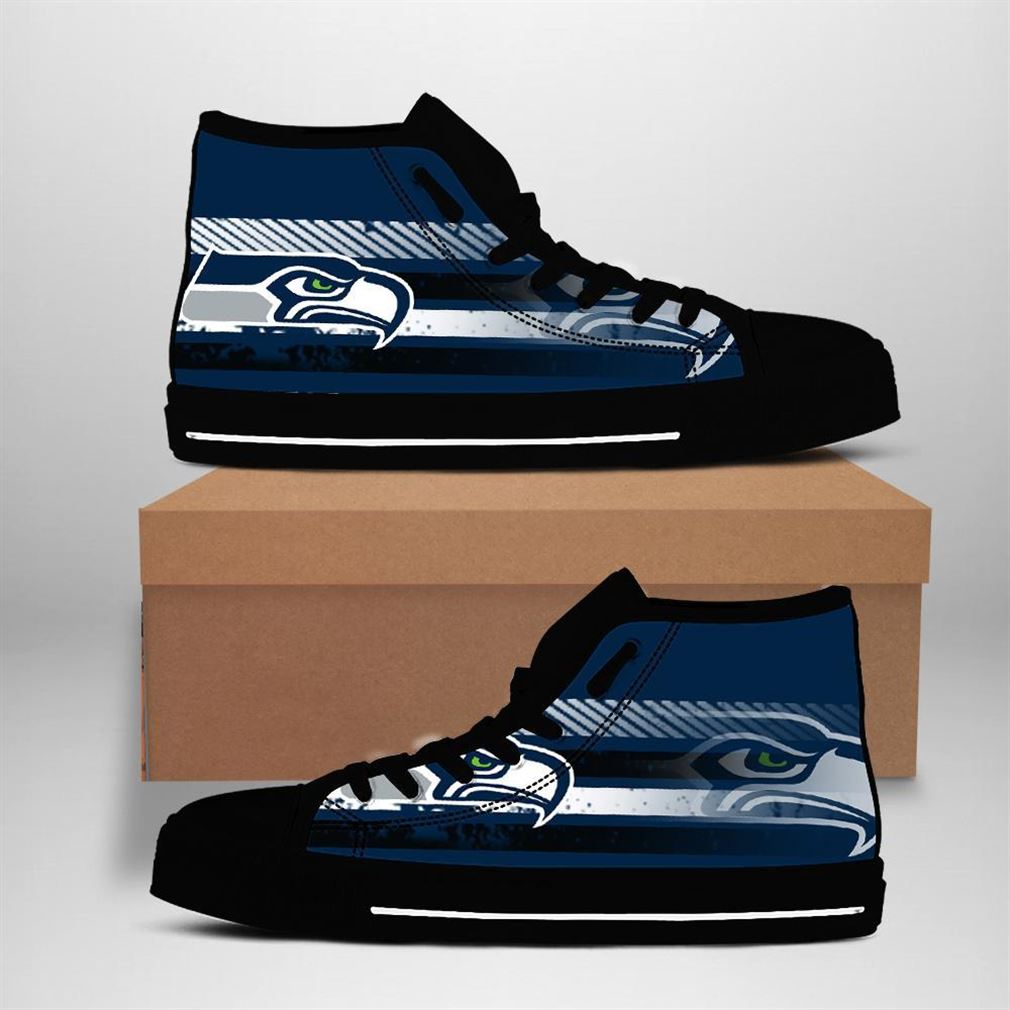 Ideafootwear Seattle Seahawks High Top Canvas Sneakers Shoes For Men And Women