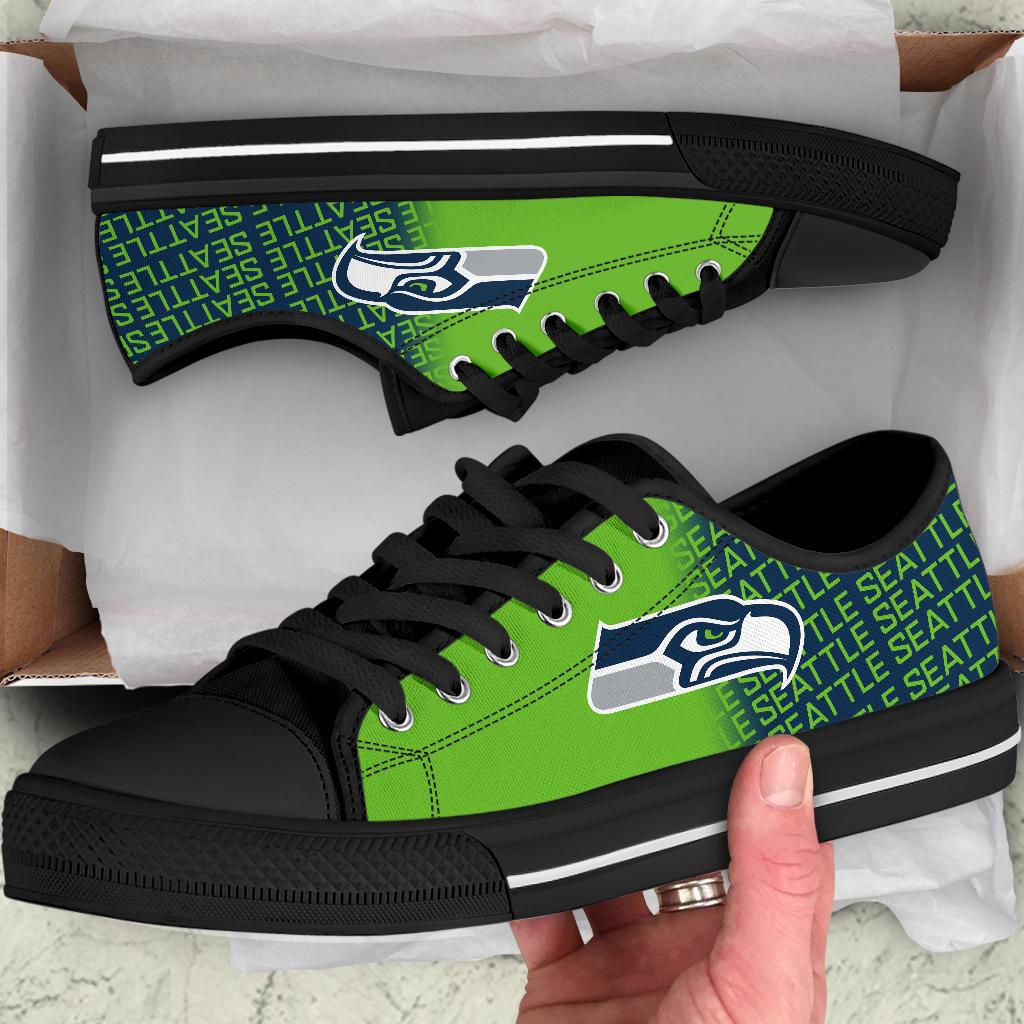 Ideafootwear Seattle Seahawks Low Top Canvas Sneakers Shoes For Men And Women