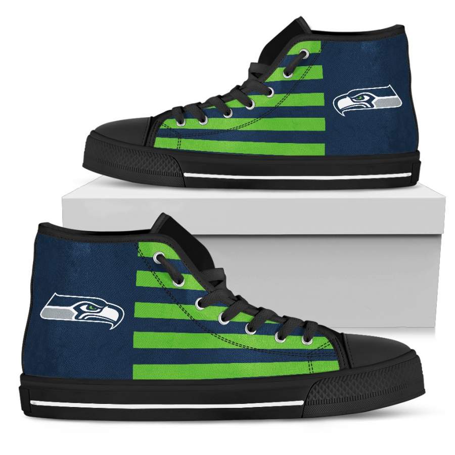 Ideafootwear Seattle Seahawks High Top Canvas Sneakers Shoes For Men And Women