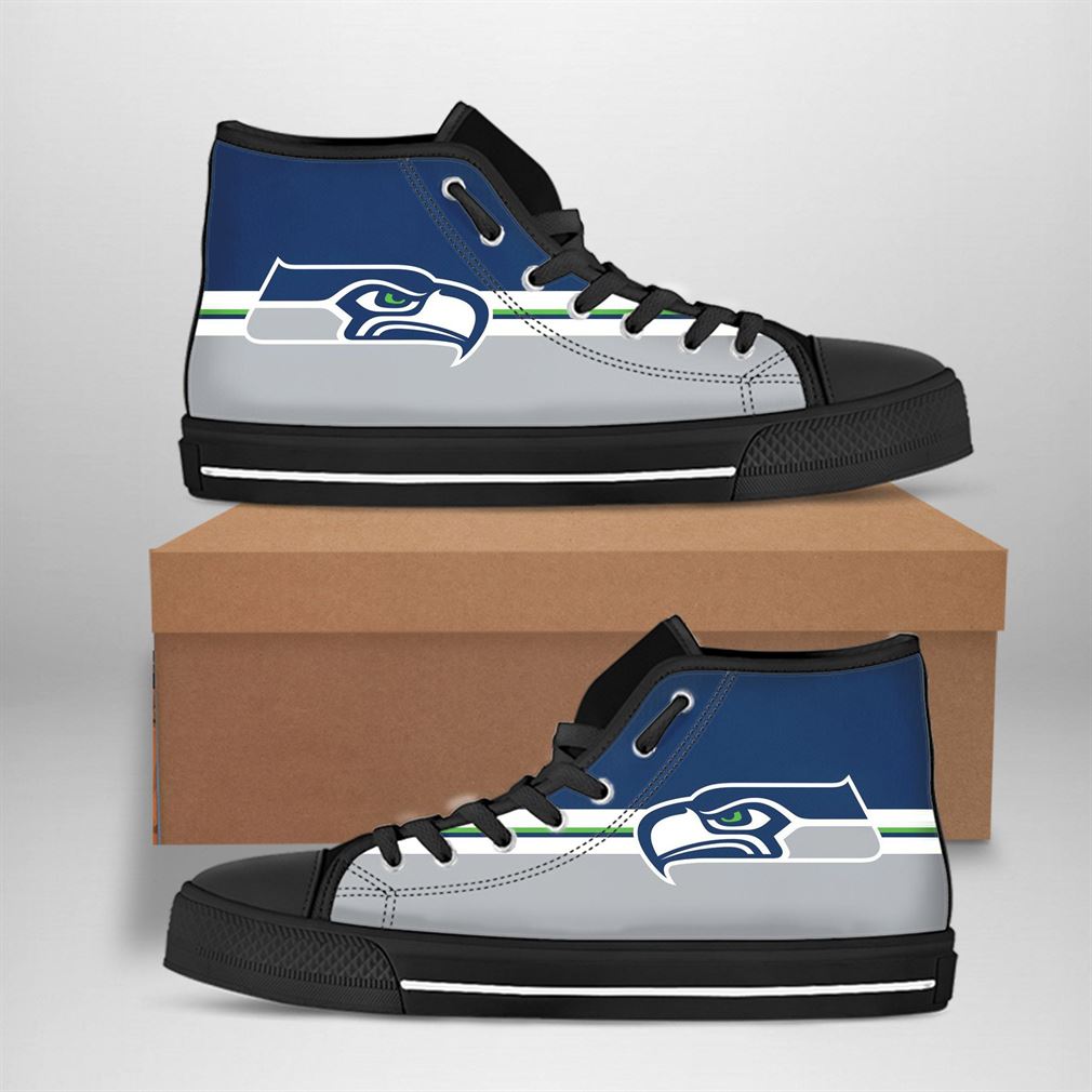 Ideafootwear Seattle Seahawks High Top Canvas Sneakers Shoes For Men And Women