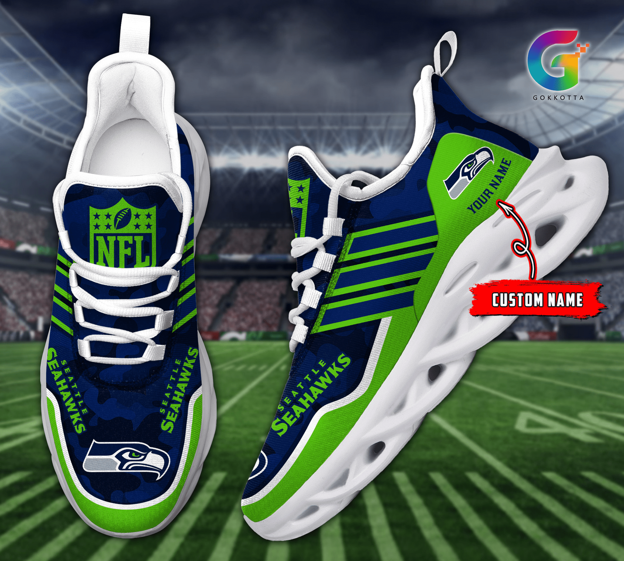 Ideafootwear Seattle Seahawks Max Soul Shoes Sneakers For Men And Women