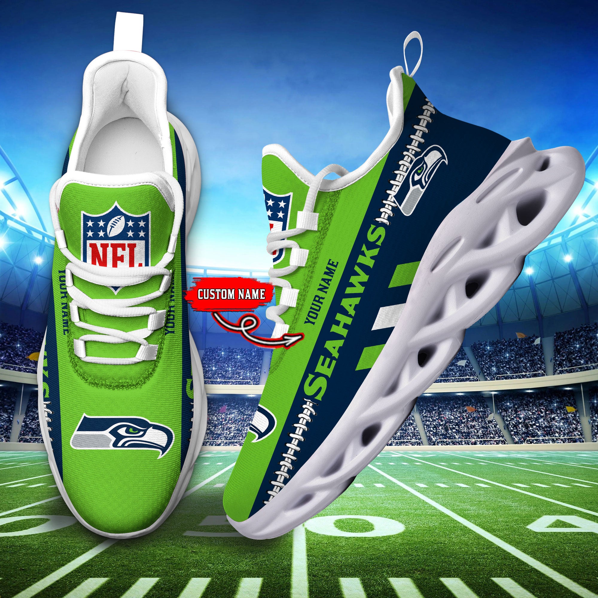 Ideafootwear Seattle Seahawks Max Soul Shoes Sneakers For Men And Women