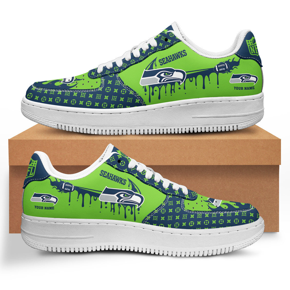 Ideafootwear Seattle Seahawks NFL Air Low-Top Sneakers Shoes For Men And Women