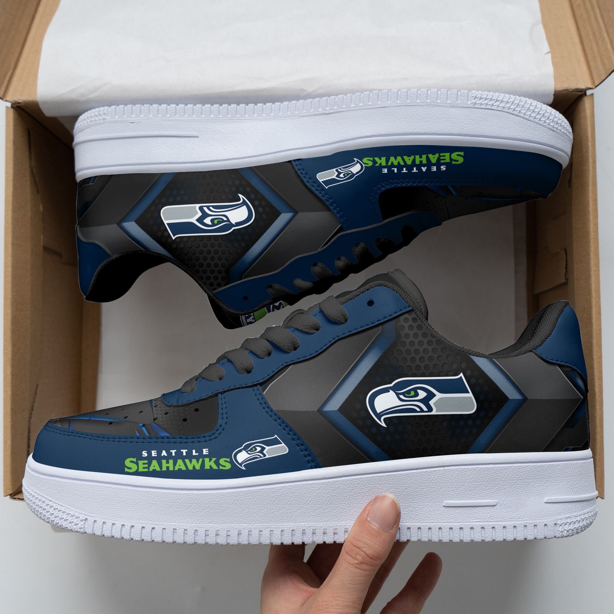 Ideafootwear Seattle Seahawks NFL Air Low-Top Sneakers Shoes For Men And Women