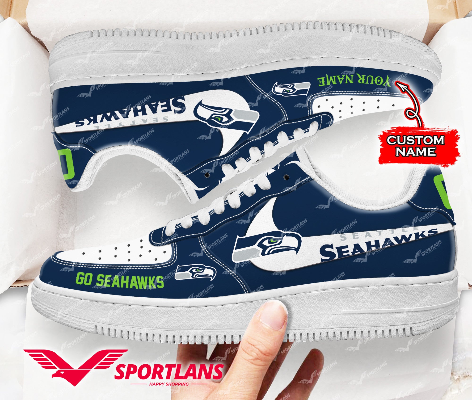 Ideafootwear Seattle Seahawks NFL Air Low-Top Sneakers Shoes For Men And Women