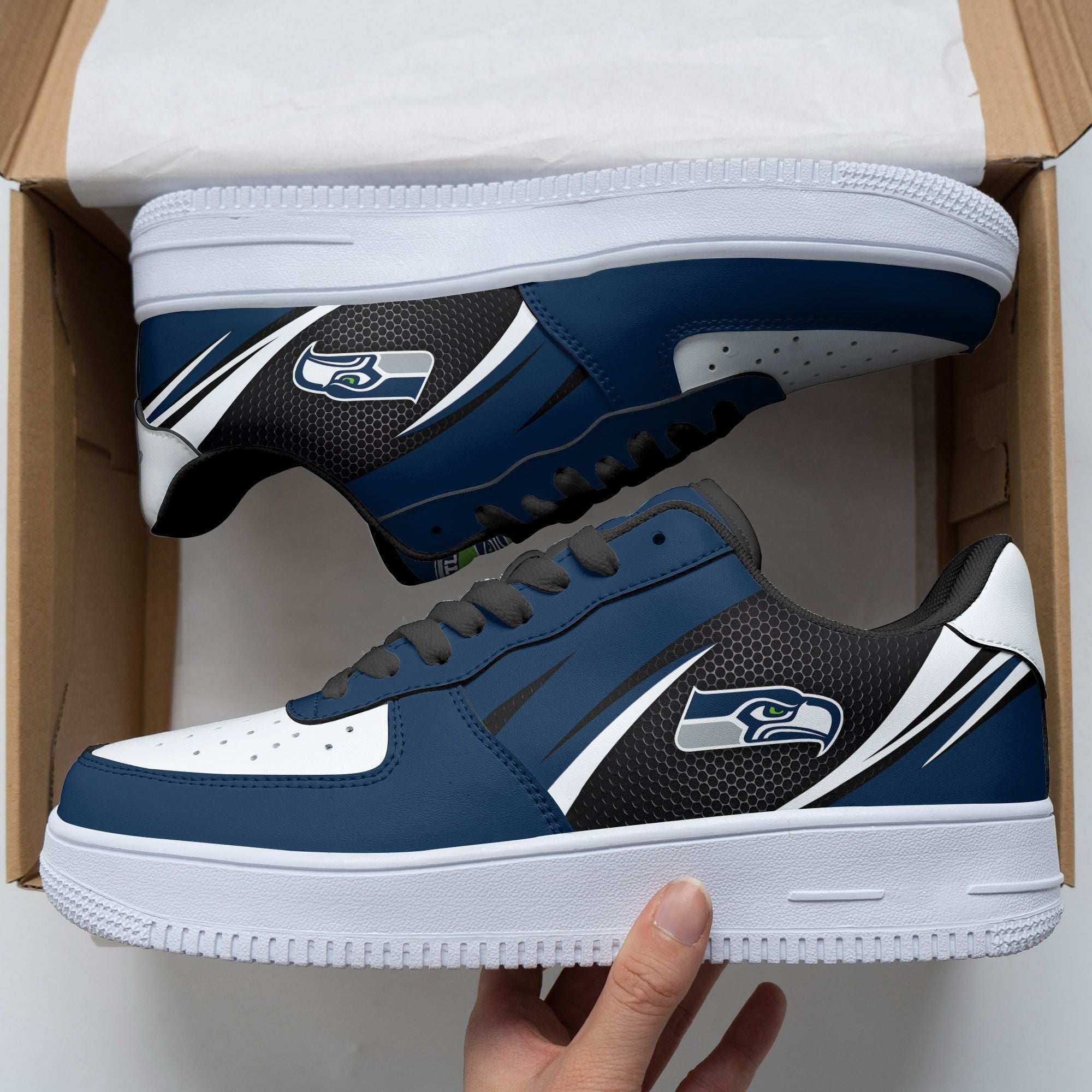 Ideafootwear Seattle Seahawks NFL Air Low-Top Sneakers Shoes For Men And Women